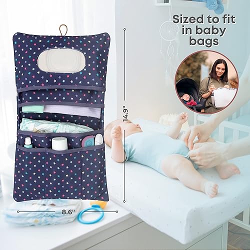 Miniatura 8 de HAMUR - Organizador de bolsas de pañales para bebé, apto para viajes, compacto y plegable, bolsa de cochecito para artículos esenciales para recién