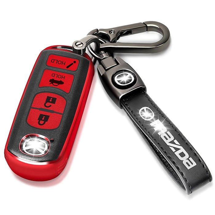 Buy Intermerge for Mazda Key Fob Cover with Leather Keychain,Key Fob