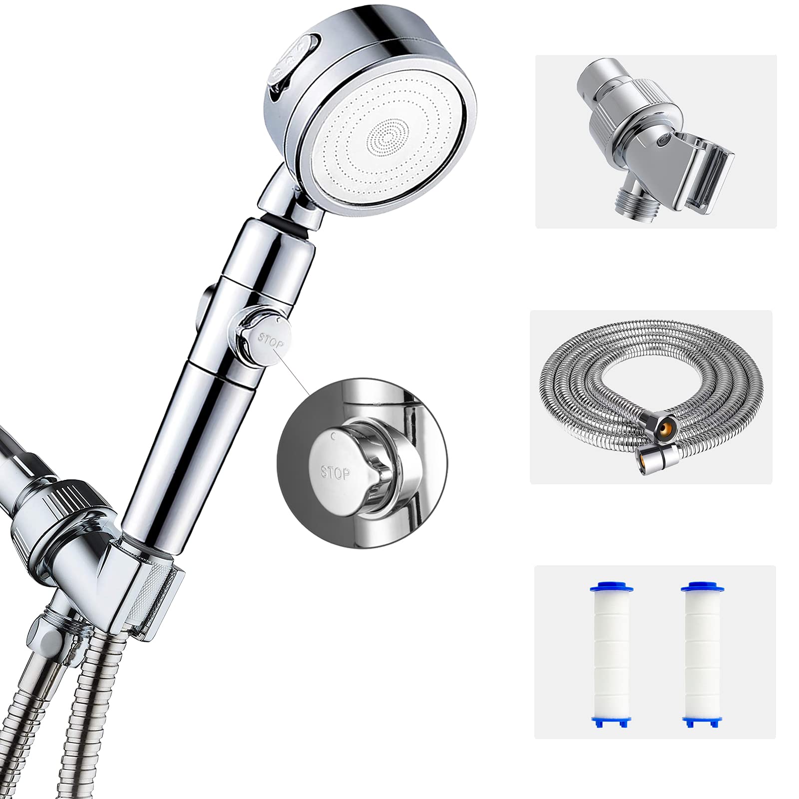 Buy High Pressure Shower Head, on off switch With 59 Inch Hose and
