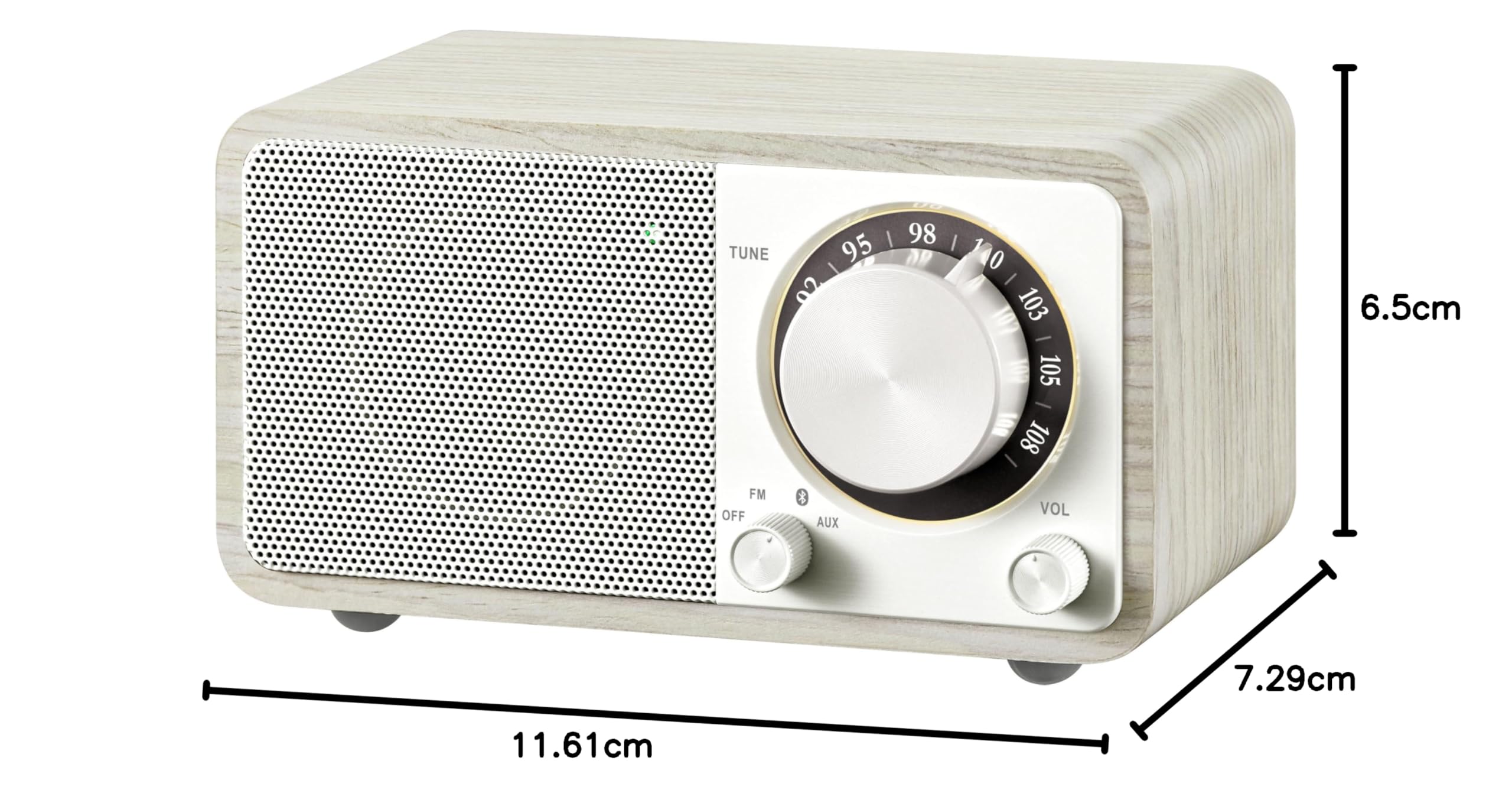 SANGEAN WR-7 Plus (2.ª generación) – Radio retro compacto con altavoz Bluetooth, recepción FM, batería integrada, diseño portátil y carcasa de madera auténtica, roble Moonlight