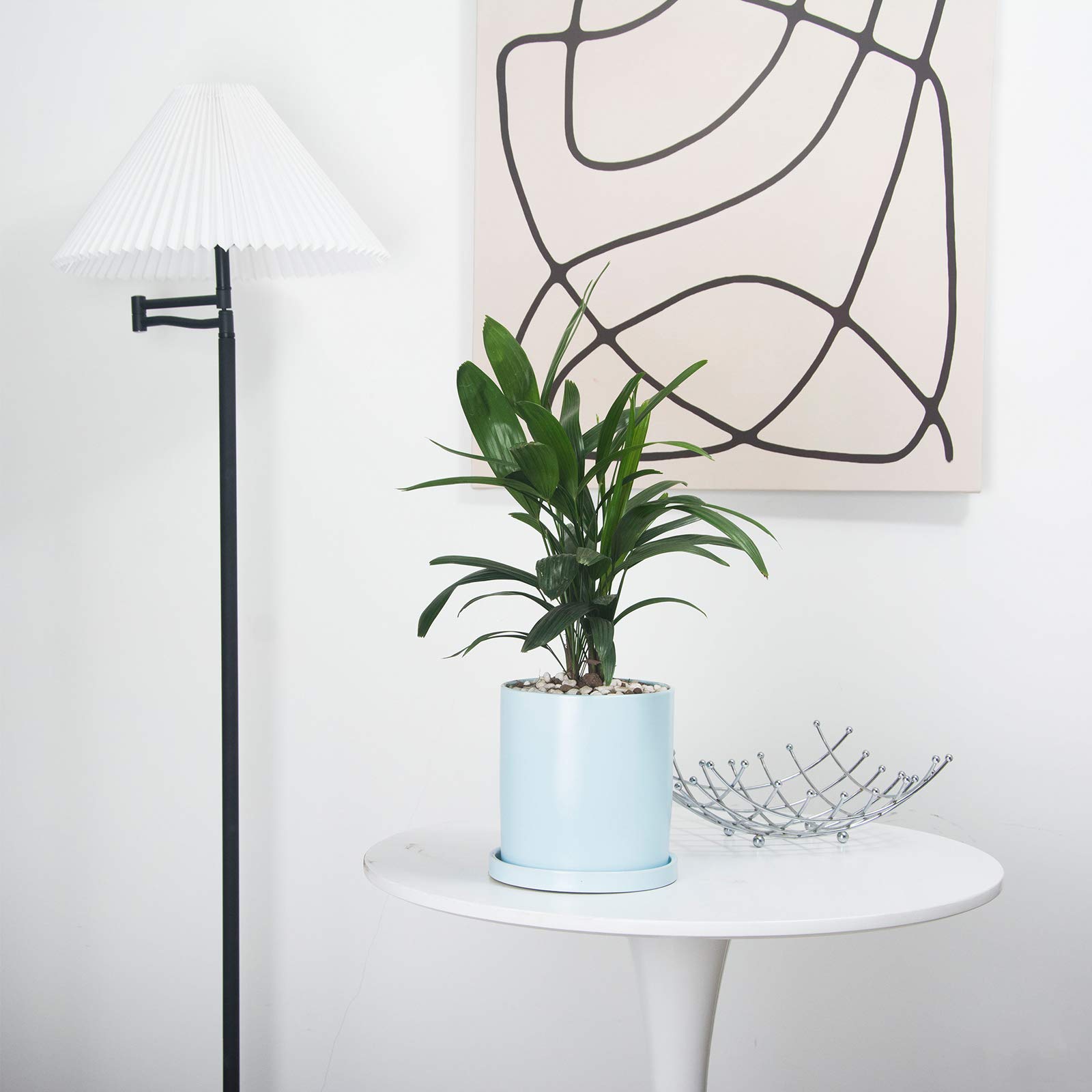 EtooCafe Planters for Indoor Plants Ceramic Flower Succulent Plant Pots with Drain Hole Saucer Decor for Home Office (6 inch Blue)