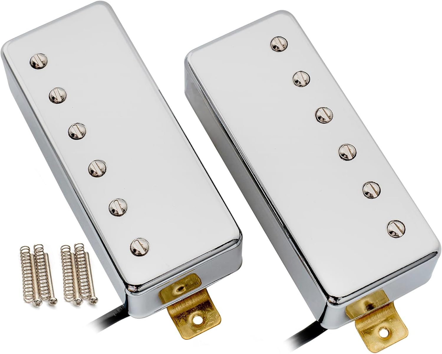Artec MLA97 Alnico 5 Covered Mini Humbucker Electric Guitar Neck Bridge Pickups Set, Chrome