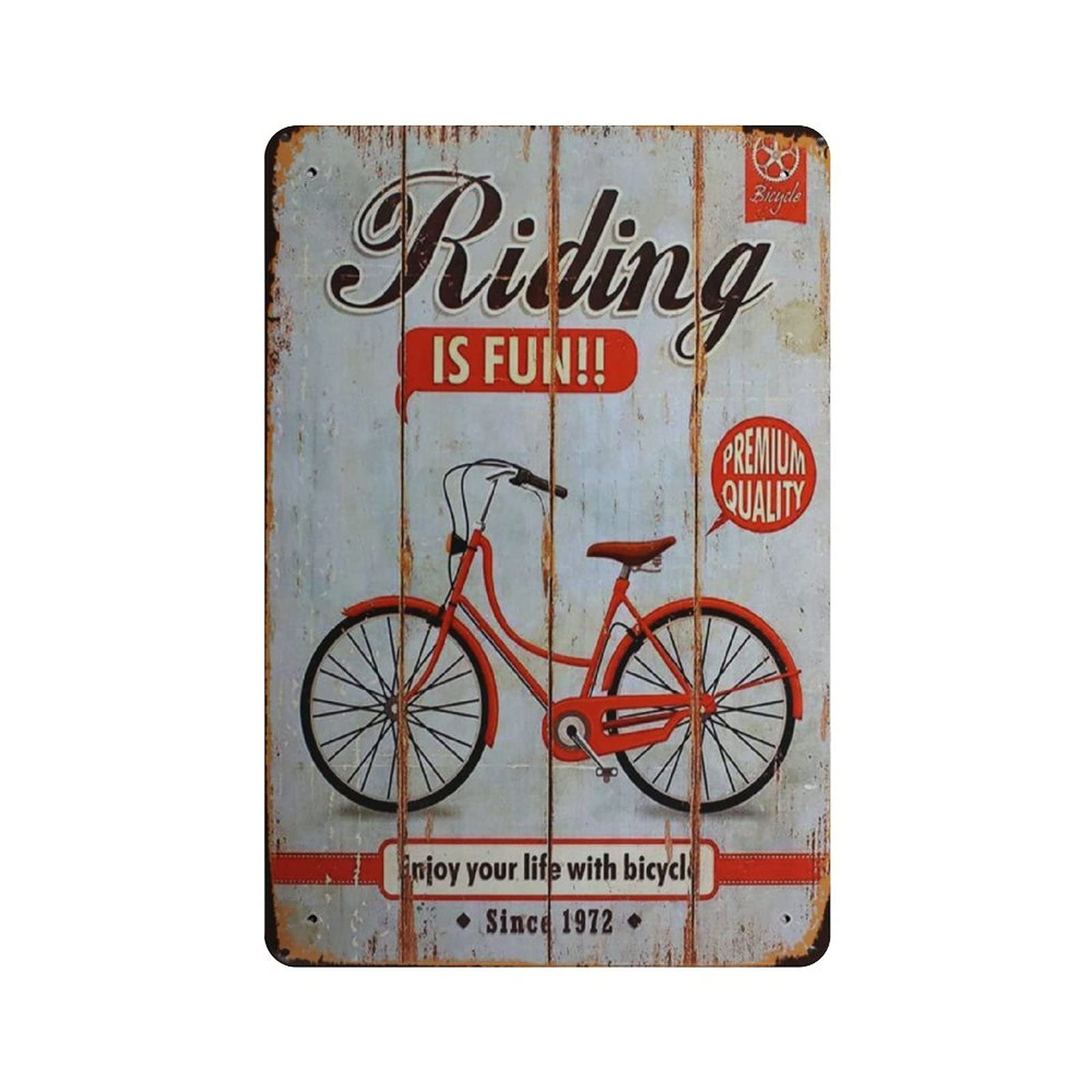 KEYGAMER Cycling Is Fun, Enjoy Life With Bicycles Metal Tin Sign, Vintage Plaque Poster Garage Bar Home Wall Decor 8 X 12 Inches