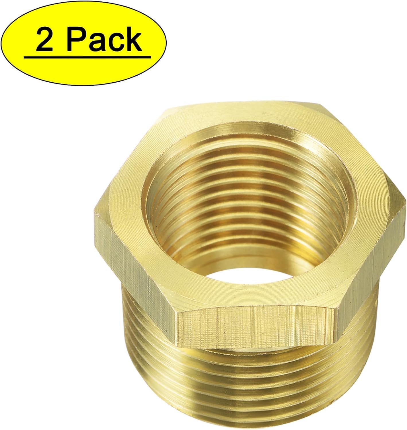 2 Pack Gold 57480-1208 Brass Garden Hose Fitting, Pipe Adapter Connector - Image 2