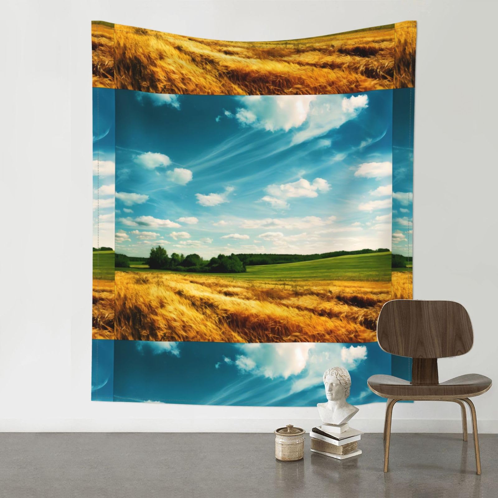 YYHHAOFA Wheat Field Prints Wall Tapestry 60x51in – Boho Chic Dorm Decor, Beach Throw, & Versatile Home Accent