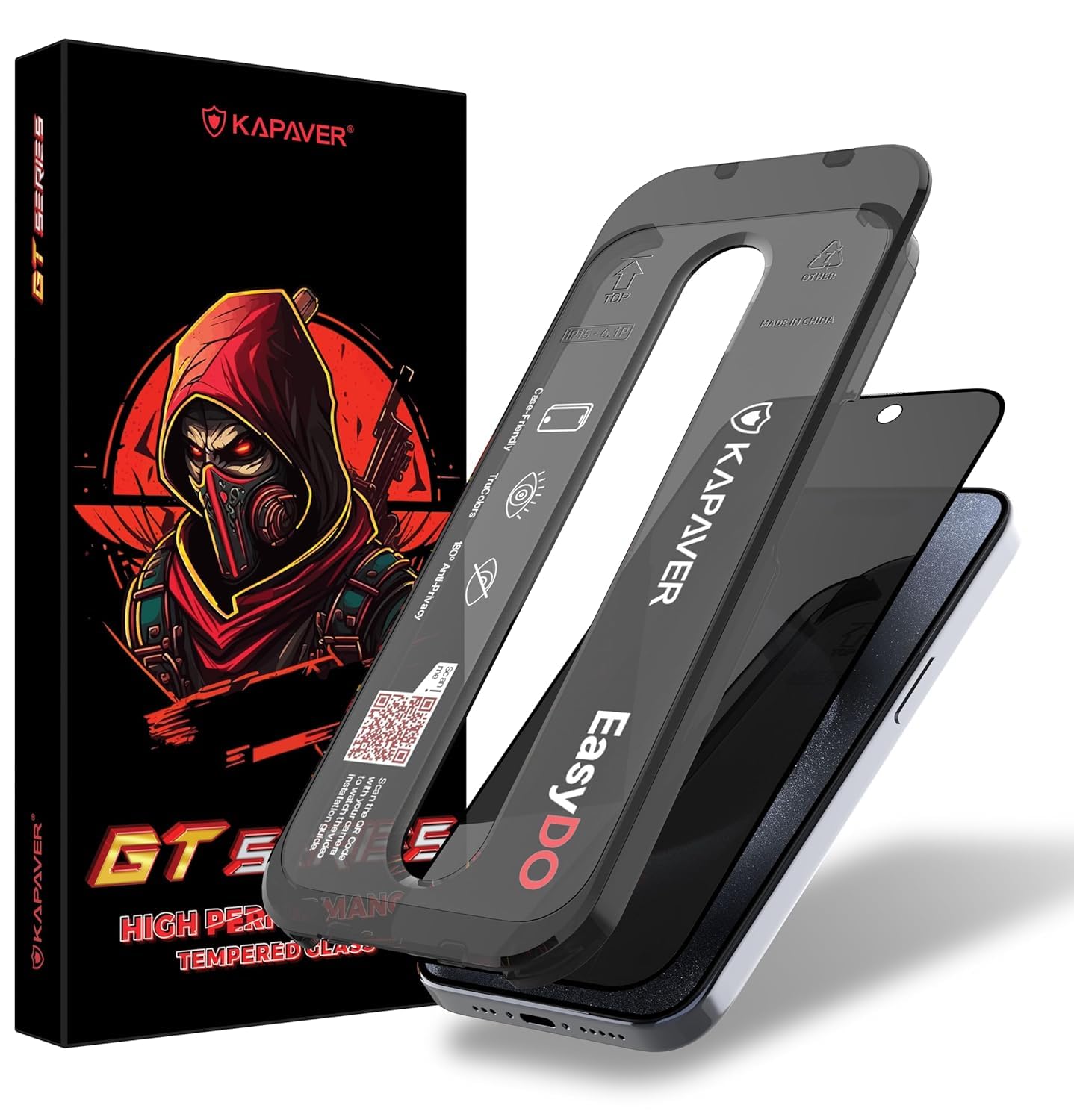 KAPAVER GT EasyDo Tempered Glass Screen Guard Protector for (iPhone 15 Pro Max (Privacy) (1 Pack))