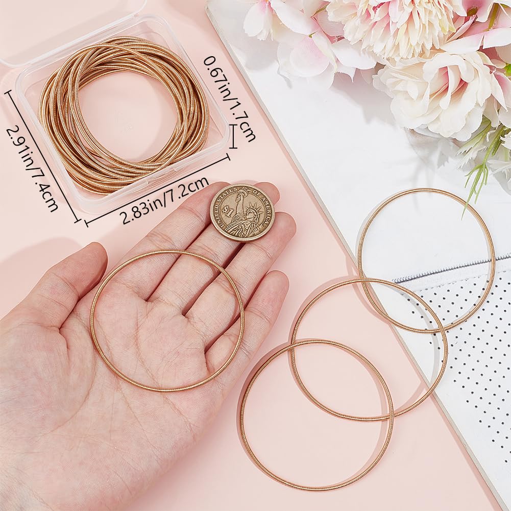 Beebeecraft 30Pcs Steel Wire String Bracelets 17.3FT 2mm Golden French Gimp Wire Bullion Wire Stackable Spring Bracelets Memory Spiral Bangle for Jewelry Making Embroidery DIY Crafts Decoration