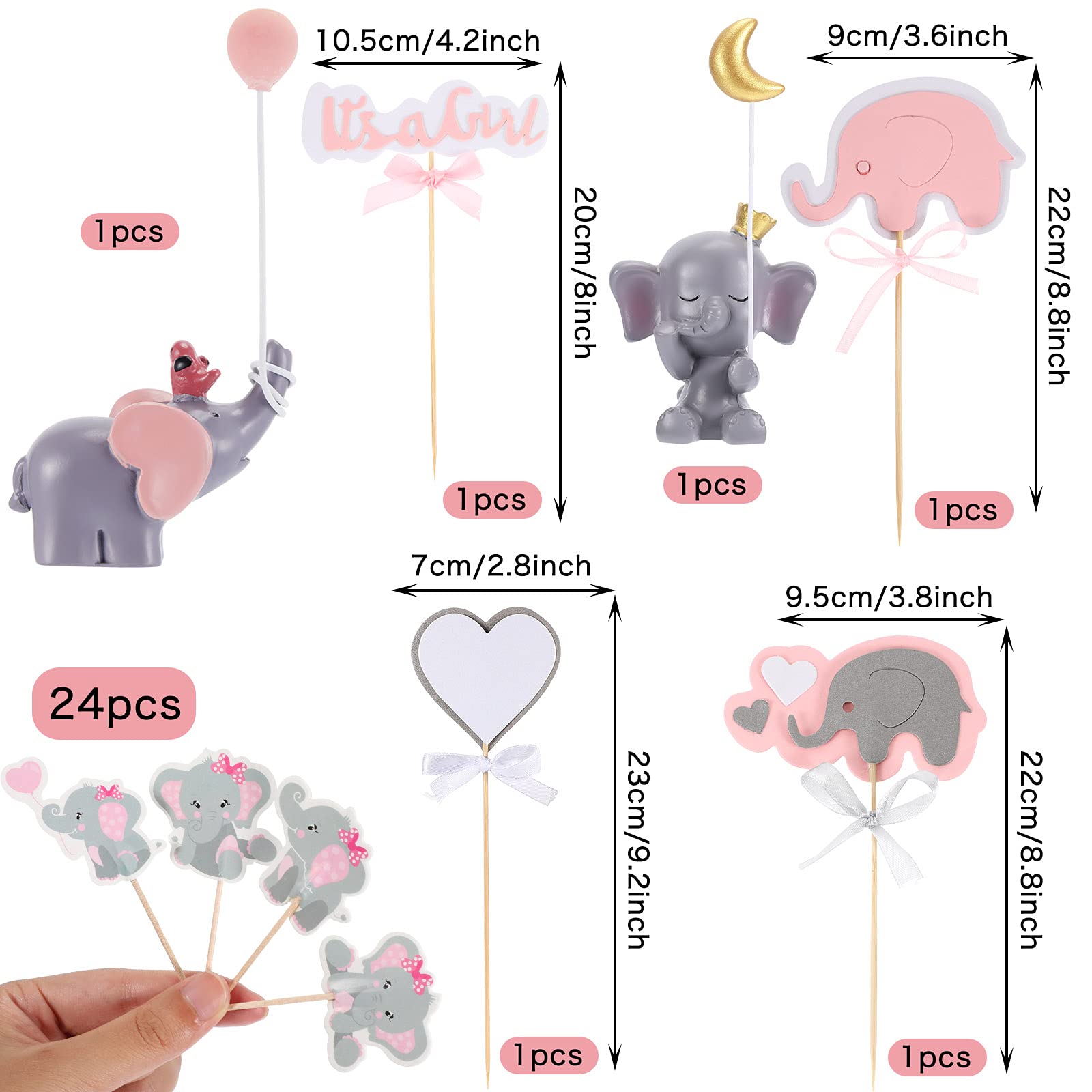 30 Pieces Elephant Cake Topper Elephant Cupcake Toppers Elephant Baby
