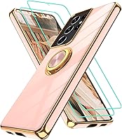 Vista 200 de Gritup Funda para Samsung Galaxy A14 5G: Funda para Samsung A14 2 piezas, protector de pantalla, soporte de anillo de rotación de 360°, soporte