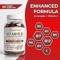 Vista 5 de O Nutritions Gomitas veganas complejas de vitamina B con vitamina B12, B7 como biotina, B6, B3 como niacina, B5, B6, B8, B9 como folato