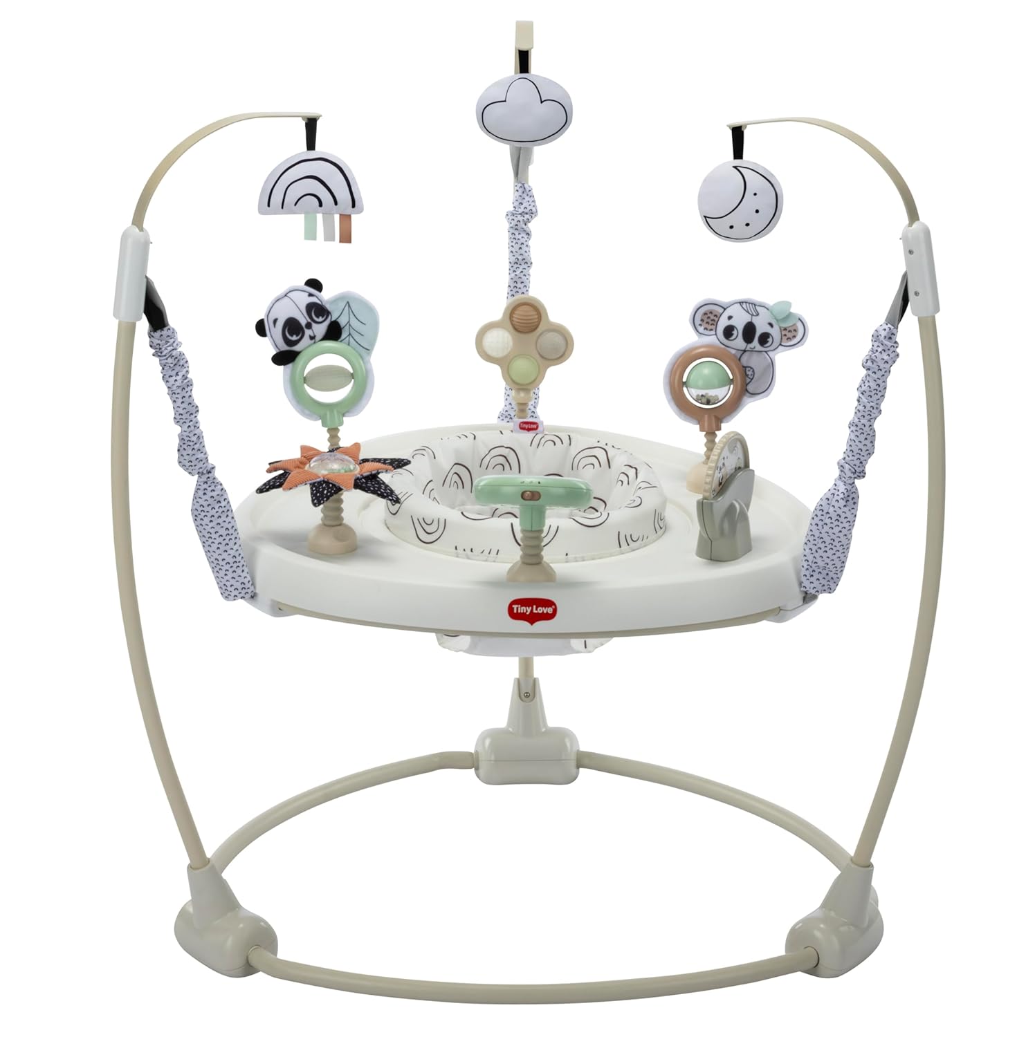 Tiny Love 4-in-1 Jump & Play Stationary Activity Center, Baby Jumper with Lights & Music, Developmental Toys, 360 Swivel Seat, Baby Activity Entertainer for 6 Months+, Black and White