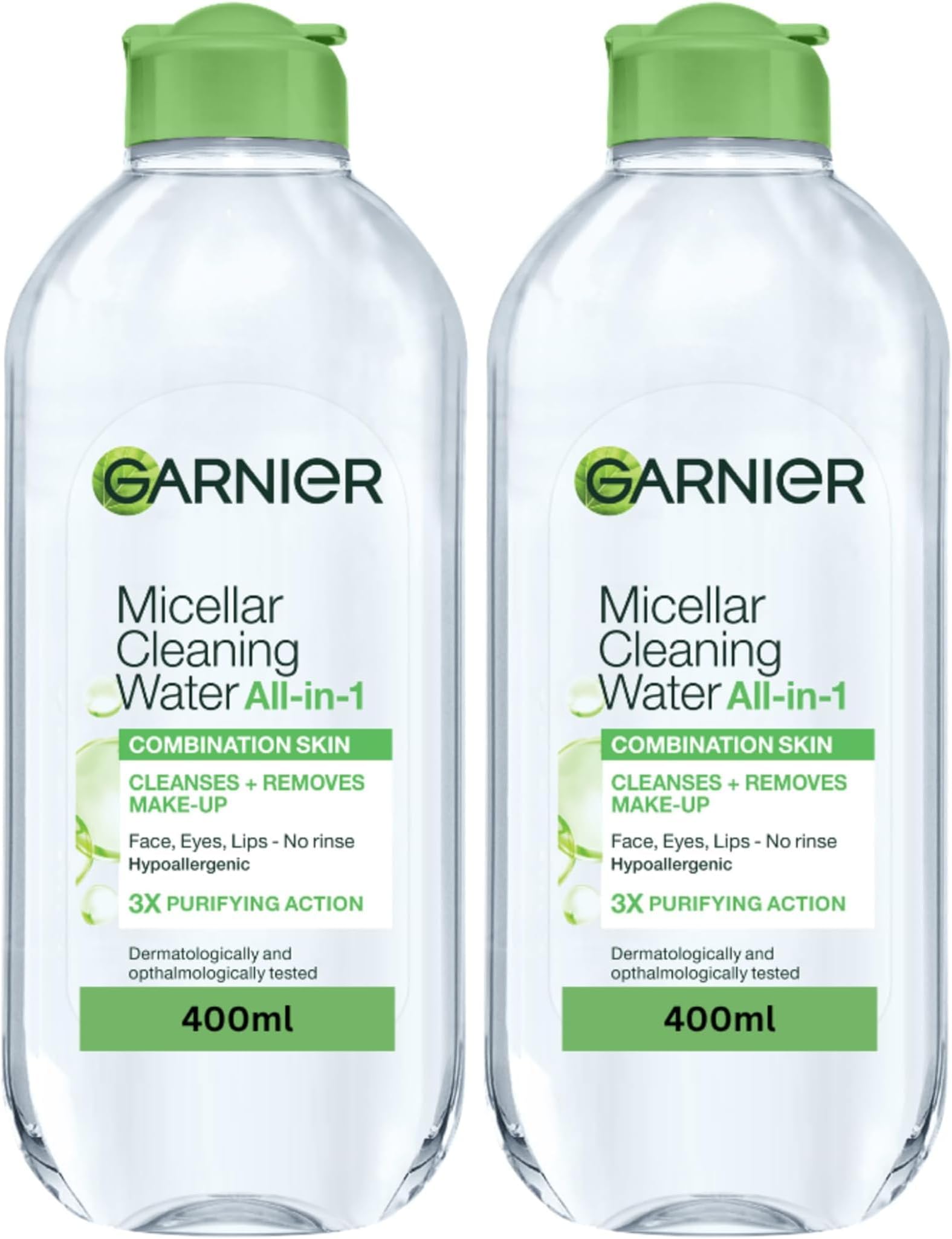 Garnier Micellar Cleansing Water For Combination Skin, Gentle Face Cleanser and Makeup Remover, Fragrance Free, Recognised By The British Skin Foundation, Use With Reusable Micellar Eco Pads, 400 ml