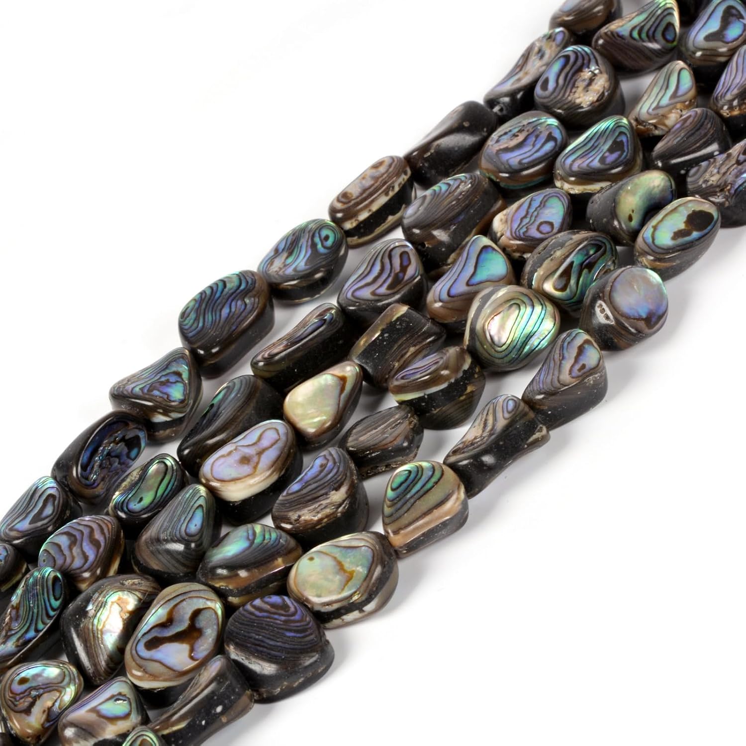 Natural Abalone Shell Twist Oval Freeform Loose Gemstone Beads 15 Inch Jewelry Making Beads