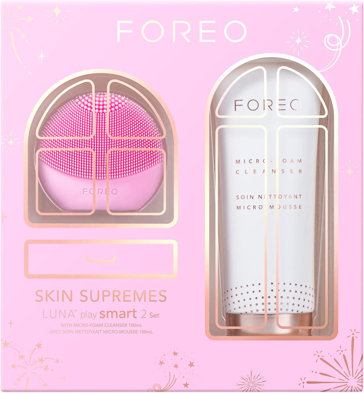 Skin Supremes LUNA play smart 2 + Micro Foam Cleanser 100ml - Face Brush + Facial Cleanser Skin Care Set - Beauty Birthday Gifts for Her - Face Massager & Skin Analysis - Gifts for Women