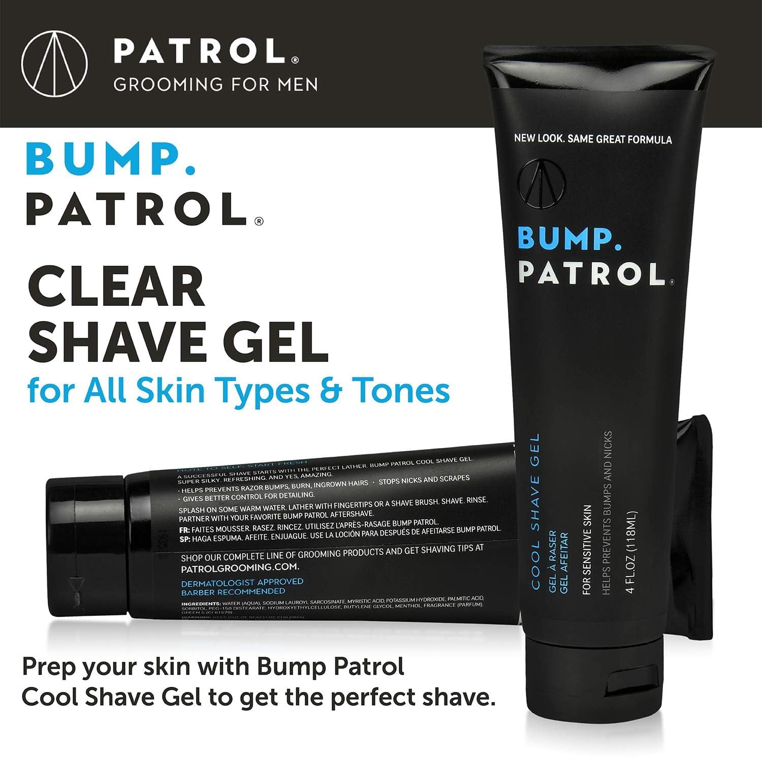 Bump Patrol Cool Shave Gel - Sensitive Clear Shaving Gel With Menthol Prevents Razor Burn, Bumps, Ingrown Hair - 4 Ounces