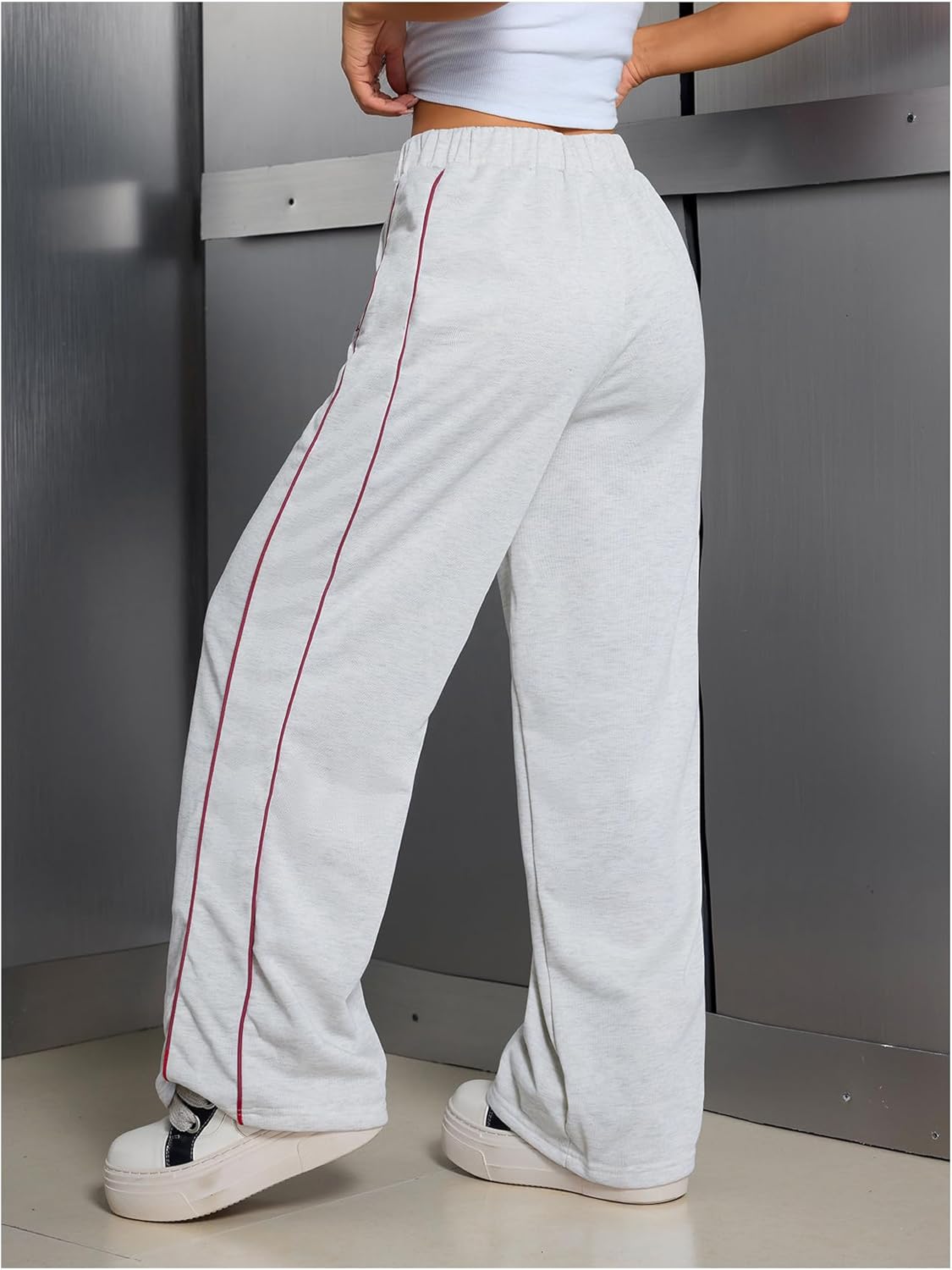 SHENHE Women's Wide Leg Sweatpants Casual Open Bottom Elastic Waist Loose Lounge Athletic Pants Trousers - Image 3