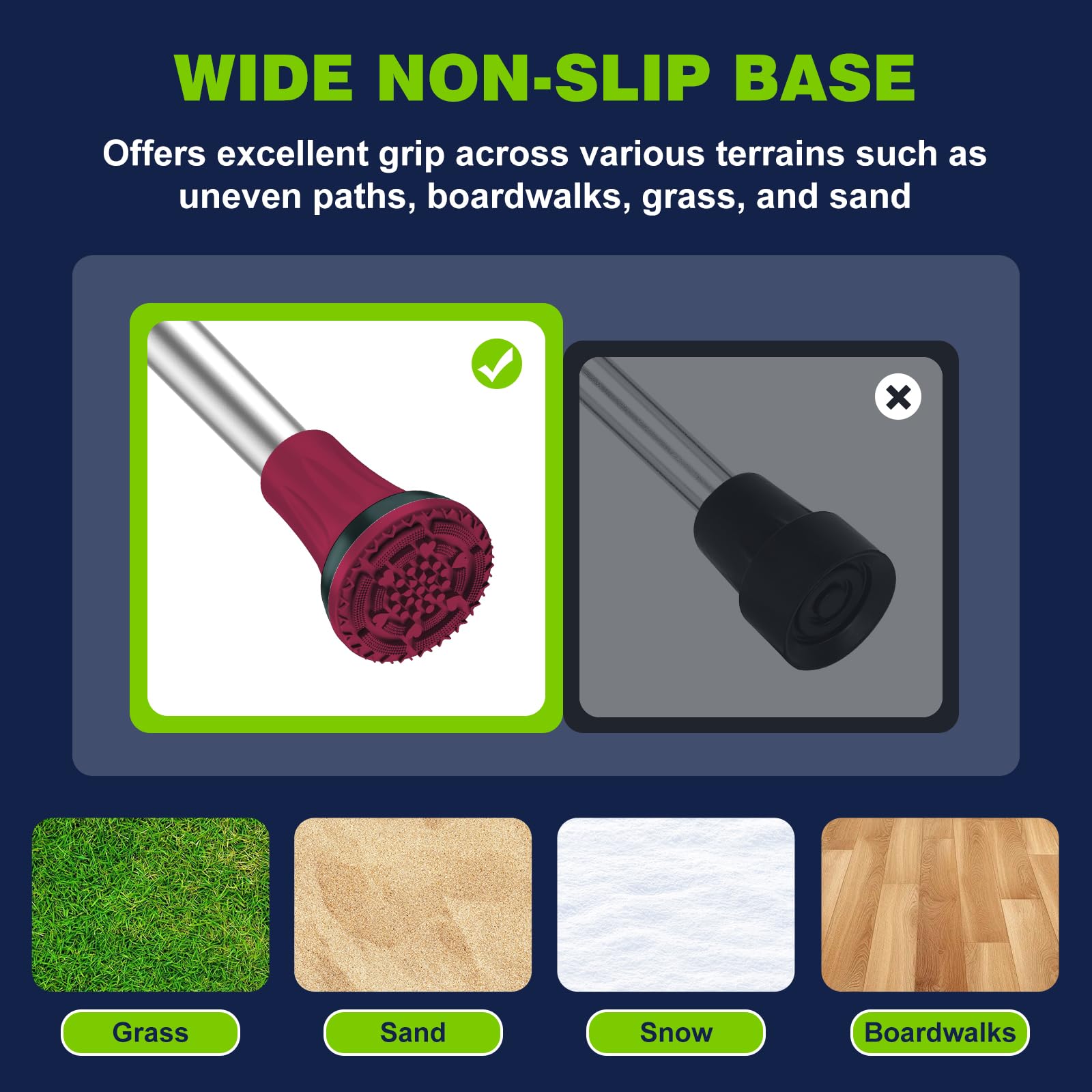 supregear Gommini per Stampelle Antiscivolo (21mm-22mm, x 2 unità), Puntali e Piedini in Gomma Resistente per Tutti Terreni Grip Estremo Tappo per Piedi per Canne, Stampelle e Bastoni, Rosso