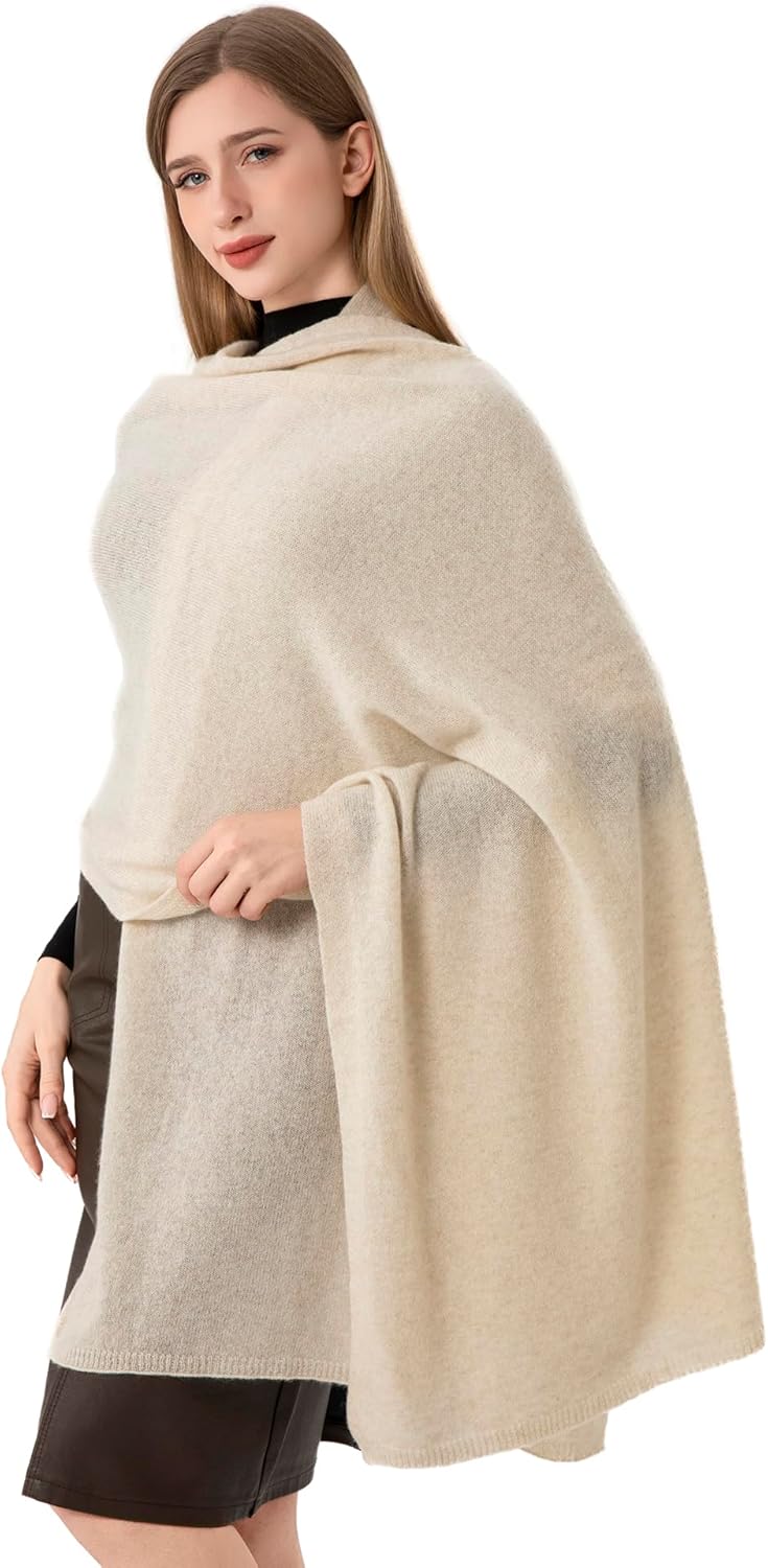 Cashmere Wool Blended Wrap Knitted Scarf Stole for Women Airplane Travel Blanket Shawl 87x28 IN Pashmina - Image 6