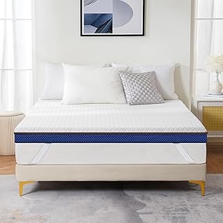 Gel Memory Foam Mattress Topper Queen - 3 Inch Medium Firm Double Side Mattress Pad Queen Size - Medium Firm High Density Foam Mattress Bed Topper