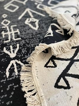 Rug Double Sided Available Scandinavian Series Woven Rug Black-White