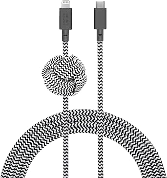 Native Union Night Cable - 10ft Ultra-Strong Reinforced Durable USB-C to Lightning [MFi Certified] Charging Cable with Weighted Knot Compatible with iPhone 14, iPhone 13 and Earlier Zebra