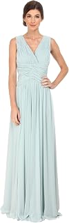 Women's Sleeveless V Neck Cross Bodice Gown