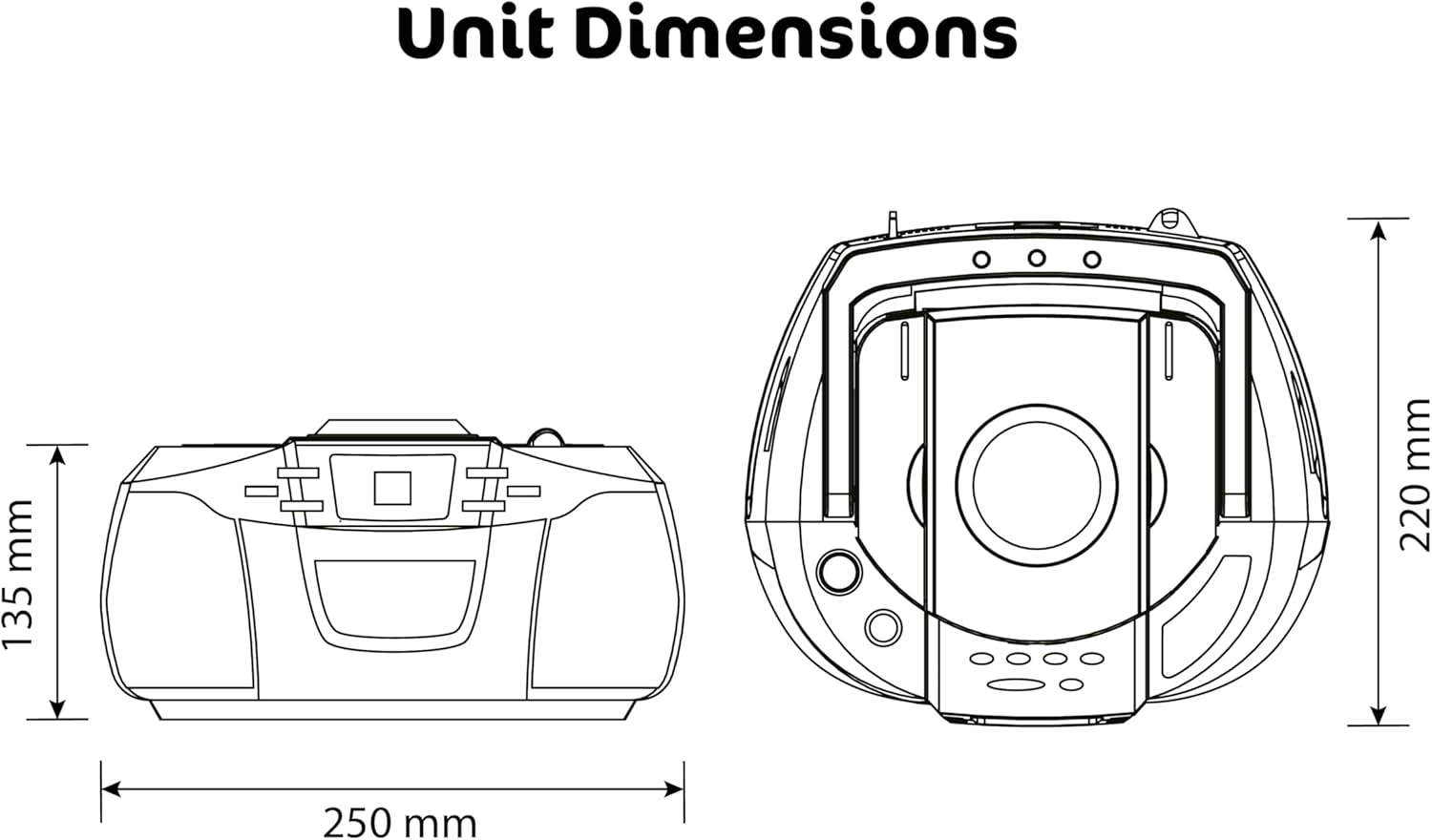 HANNLOMAX HX-338CD CD Boombox, AM/FM Radio, Cassette Recorder, Records from CD or Radio, Headphone Jack, LED Display, AC/DC Dual Power Source. (White)