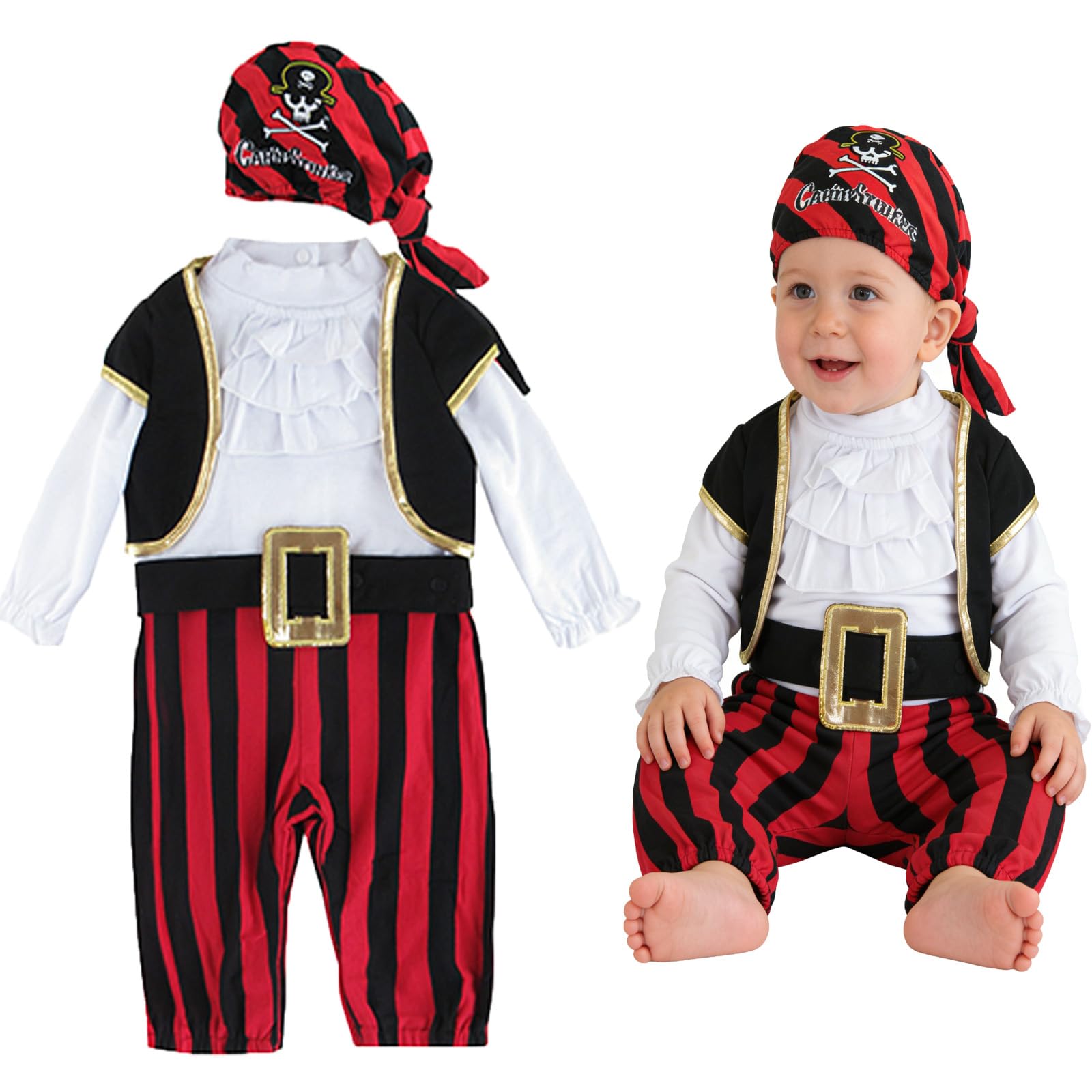 Barboteuse Pirate Bébé Garçons Nourrisson Tenue Halloween 0-24 Mois