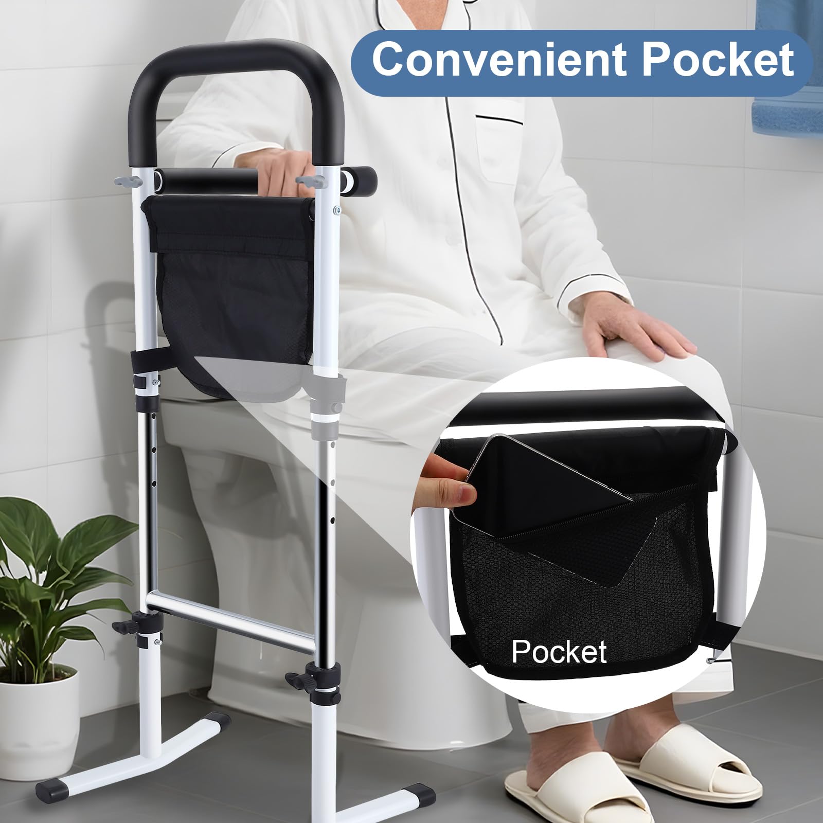 Aide pour Se Lever du Lit, Barrière de Lit Adulte avec Potence Réglable, Support de Redressement pour Personnes Âgées, Utilisation à Domicile ou Maisons de Retraite, Capacité 136 kg
