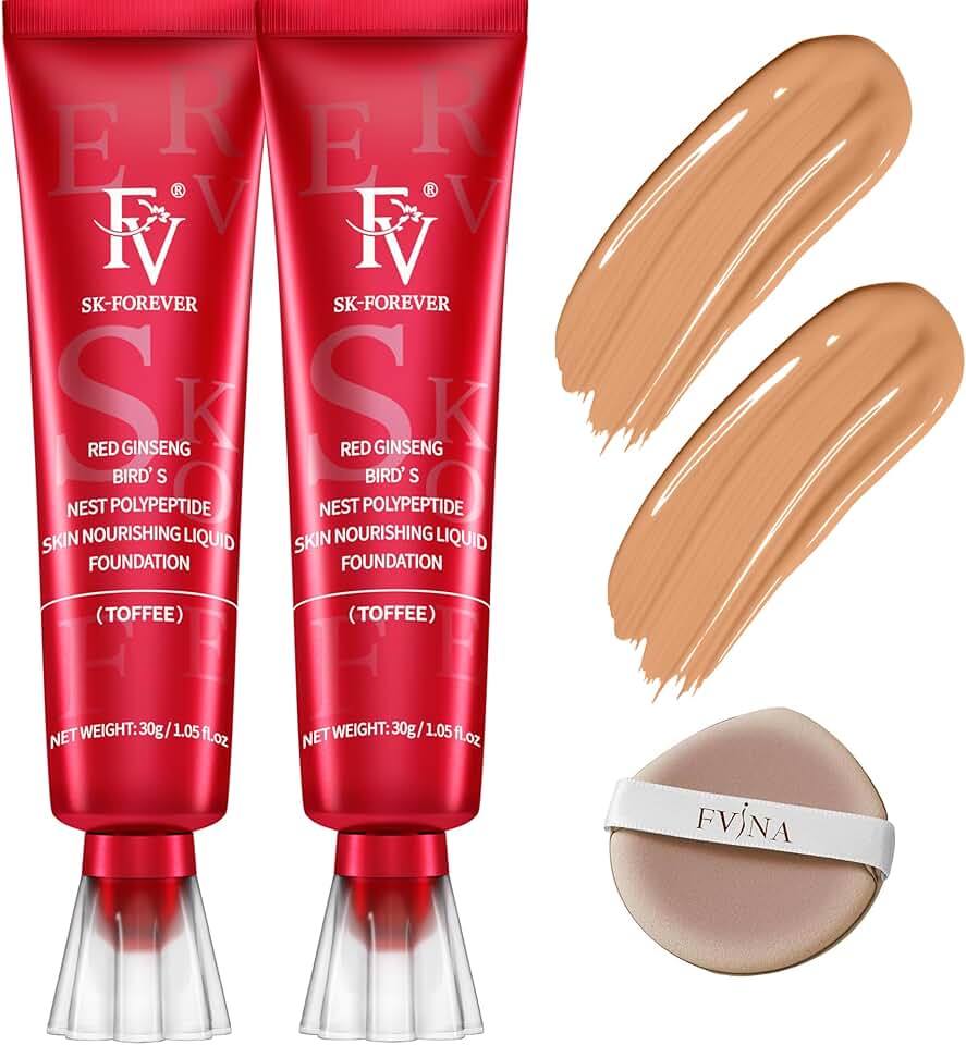 FV Base À Prova D'Água, Pacote Com 2, Leve E De Cobertura Média Com Acabamento Matte, Controle De Oleosidade, Base Líquida De Longa Duração Para Pele Oleosa E Normal (Toffee, 1,05 Fl.Oz)