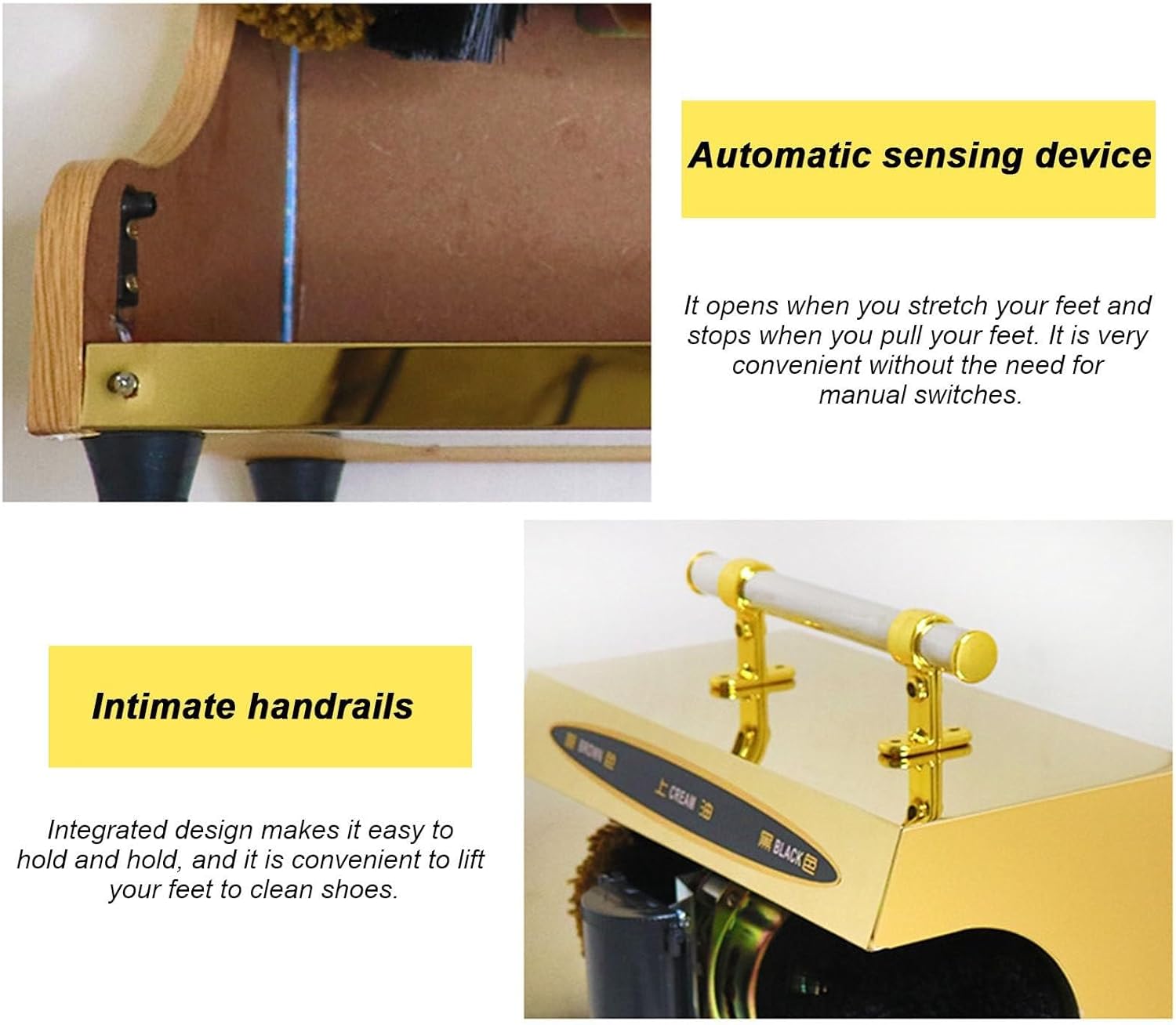 ★QIANMEI★家庭用靴磨き電動 電動靴磨き機、ダブルコンビネーションブラシ付き、ホテル玄関ホール靴洗浄機、自動誘導