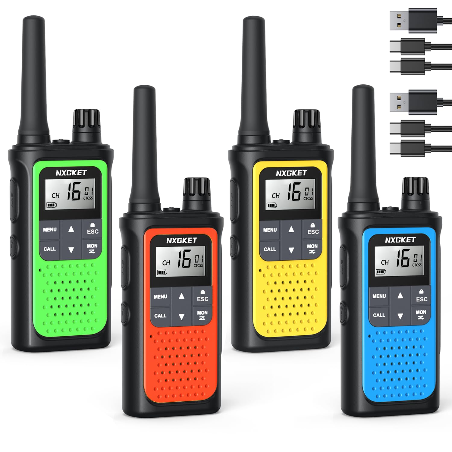 Walkie Talkie PMR446 Lizenzfrei Funkgeräte für Erwachsene Kinder,NXGKET ZX-808 Walki Talki Aufladbar mit 1800mAh Akku, 5km Reichweite 16 KanäLe mit Drehknopf für Abenteuer im Freien, Camping, Wandern