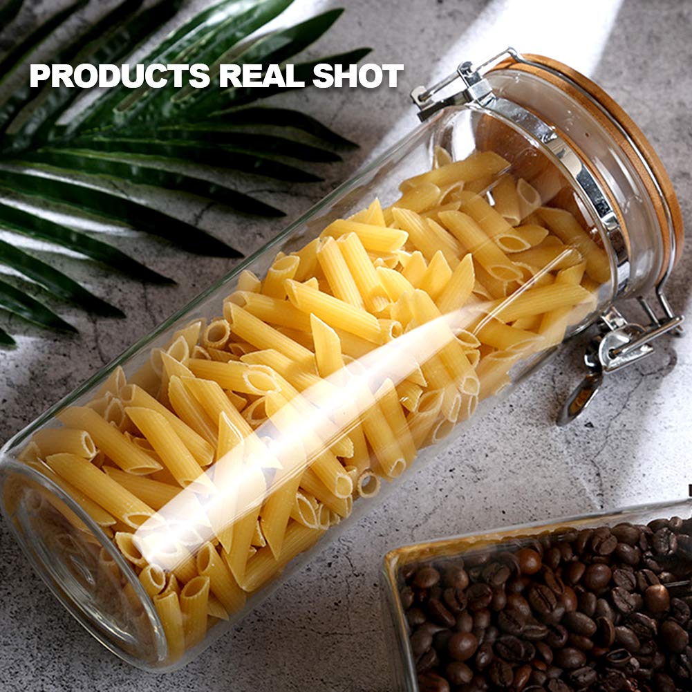 Vorratsdosen aus Glas, mit Bambusdeckel, luftdicht, Küchenbehälter für Lebensmittel, Vorratsdosen-Set für Tee, Kaffee, Snacks, 1200 ml, 3 Stück