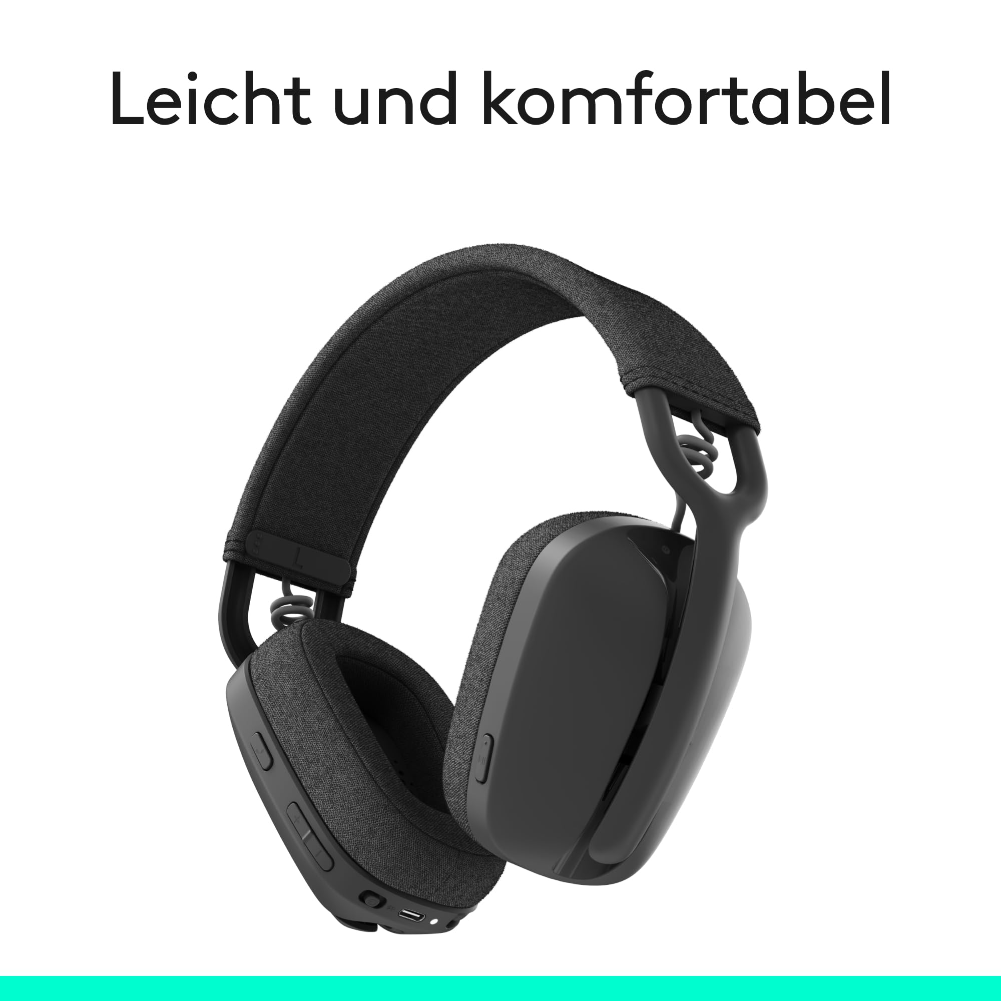 Logitech Zone Vibe 100 Leichte, kabellose Over-Ear-Kopfhörer mit geräuschunterdrückendem Mikrofon, Multipoint Bluetooth-Headset, Funktioniert mit Teams, Google Meet, Zoom, Mac/PC - Graphit