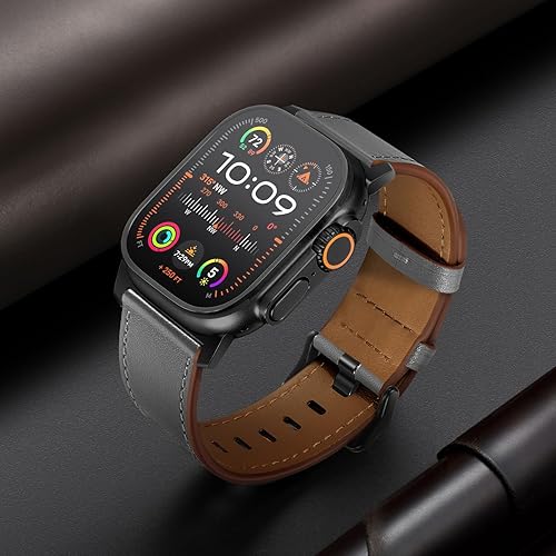 Vista 165 de UUPWPOKT Correa de cuero compatible con Apple Watch Ultra 3/2/1 Band de 1.929 in, 1.811 in, 1.772 in, 1.732 in, 1.654 in, correa de cuero genuino