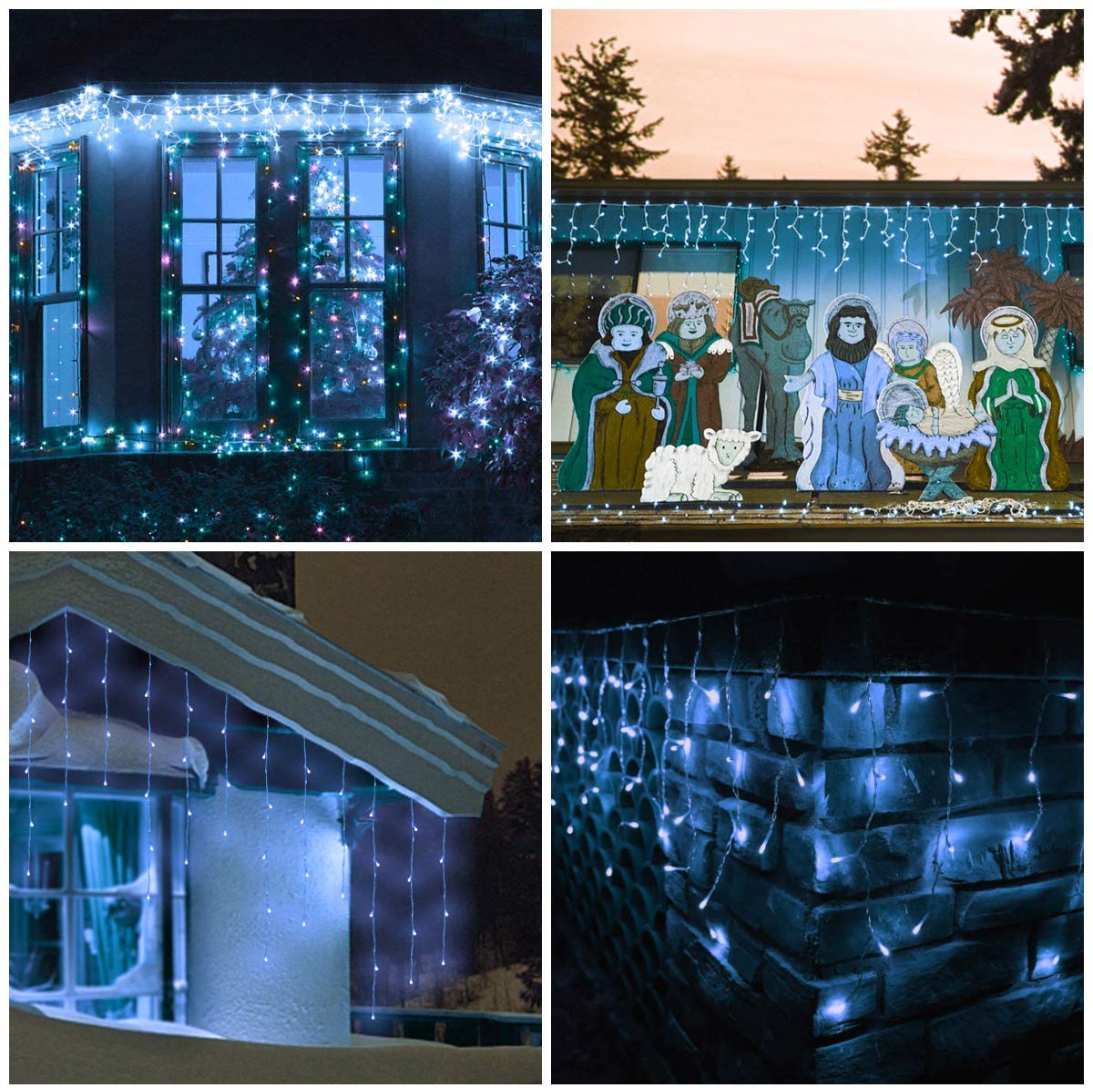 Qedertek Luci Natale Esterno Cascata 10M 432 LED Tenda Luminosa Bianco, Luci Natalizie da Esterno con Telecomando, 8 Modalità, Timer Luci Decorazione Natale per Feste, Finestra, Balcone