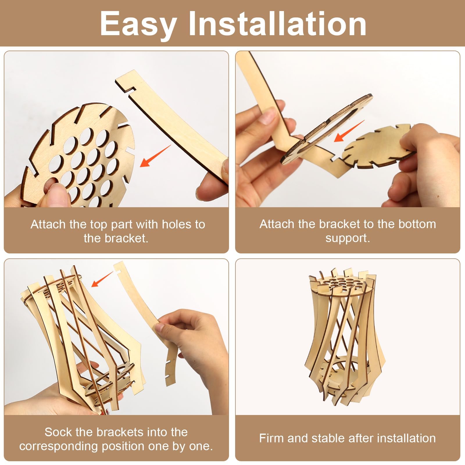 Vaso Puzzle 3D In Legno Per Fiori - Fai Da Te, Per Fiori Secchi O Artificiali, 9.5x17.5 Cm - Foto 8
