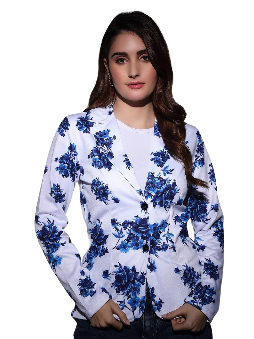 Floral Print Multicolor Women's Coat - Polyester, Long Sleeves Coat (10541)-image-25