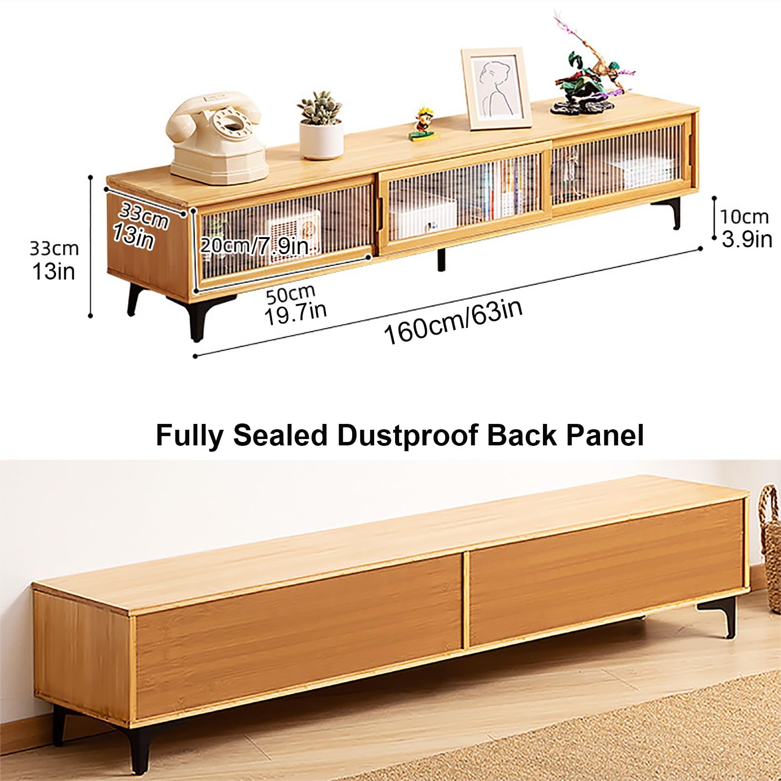 Amazon.com: WOLWES Entertainment Center Bamboo TV Console, Sliding Doors, TV  Table for TVs Up to 65 Inch, TV Cabinet, TV Stands for Living Room (Color :  Brown, Size : 63in-3 Doors) :