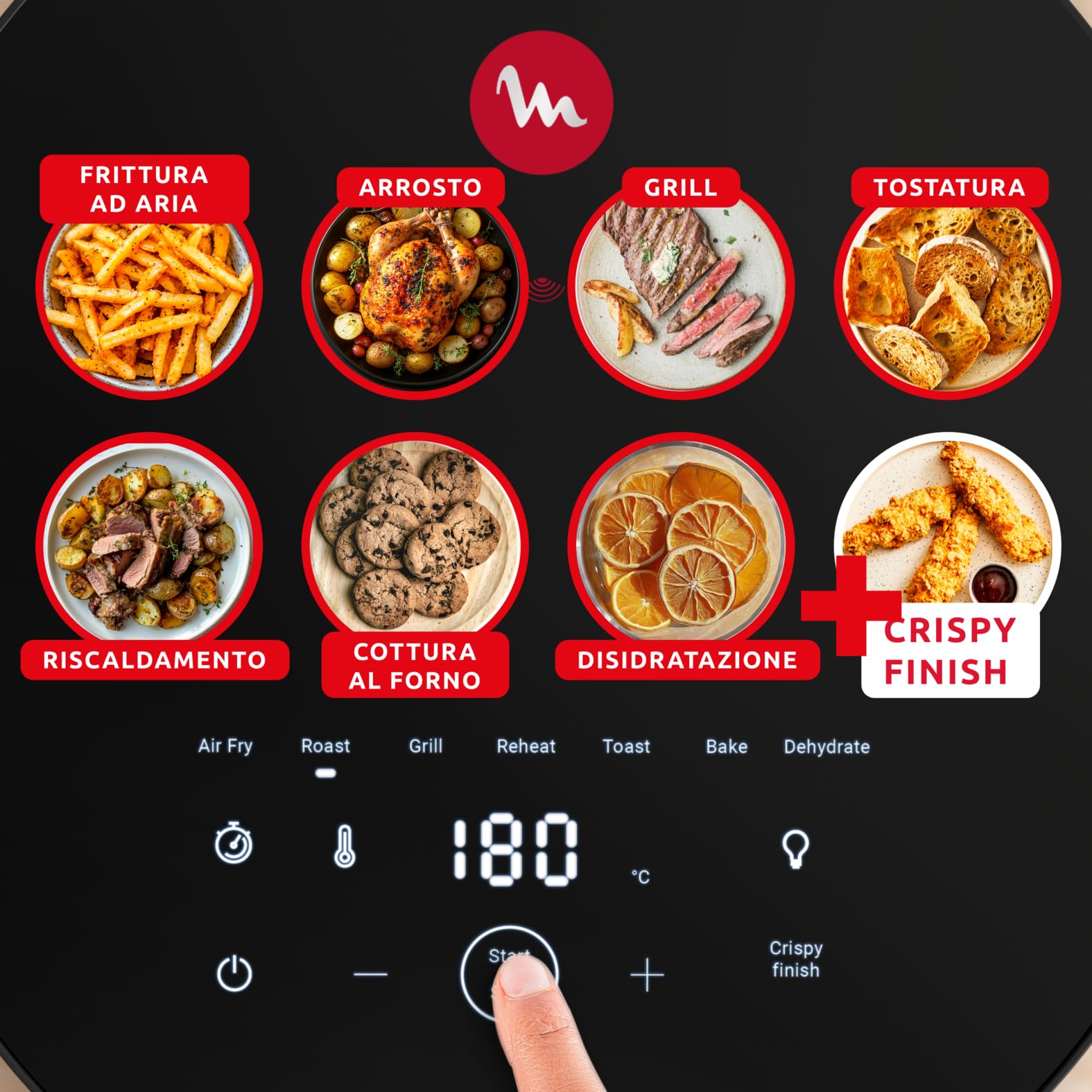 Moulinex Easy Fry Infrared, Friggitrice ad Aria 7L, Doppia Resistenza, Riscaldamento 2 Volte Più Veloce, Cottura Rapida, Lavabile in Lavastoviglie, Finestra di Osservazione, Colore Coal Grey, EZ832H