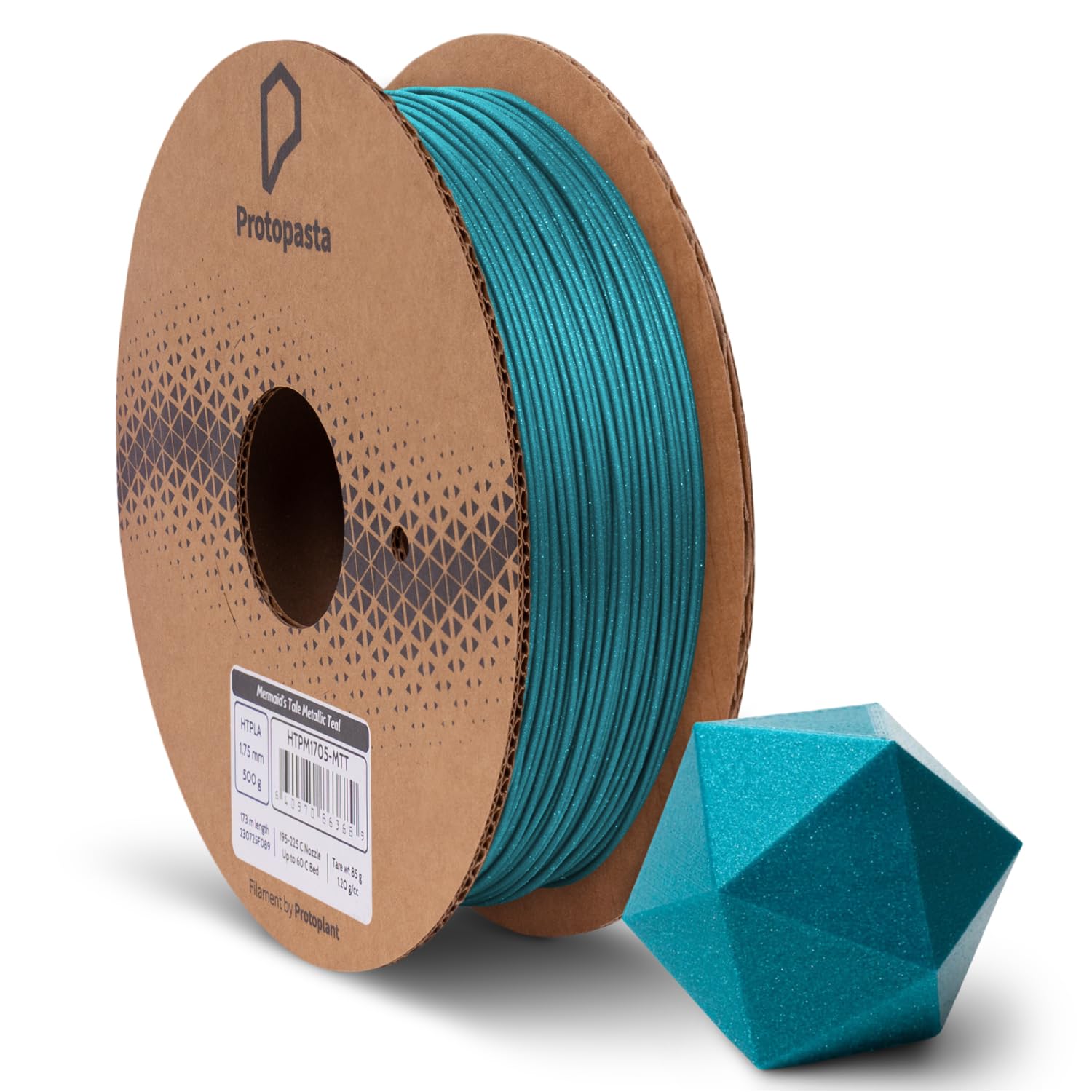 Protopasta 3D Printer Filament | PLA Filament 1.75mm | Mermaid's Tale Metallic Teal HT PLA | 500g Spool