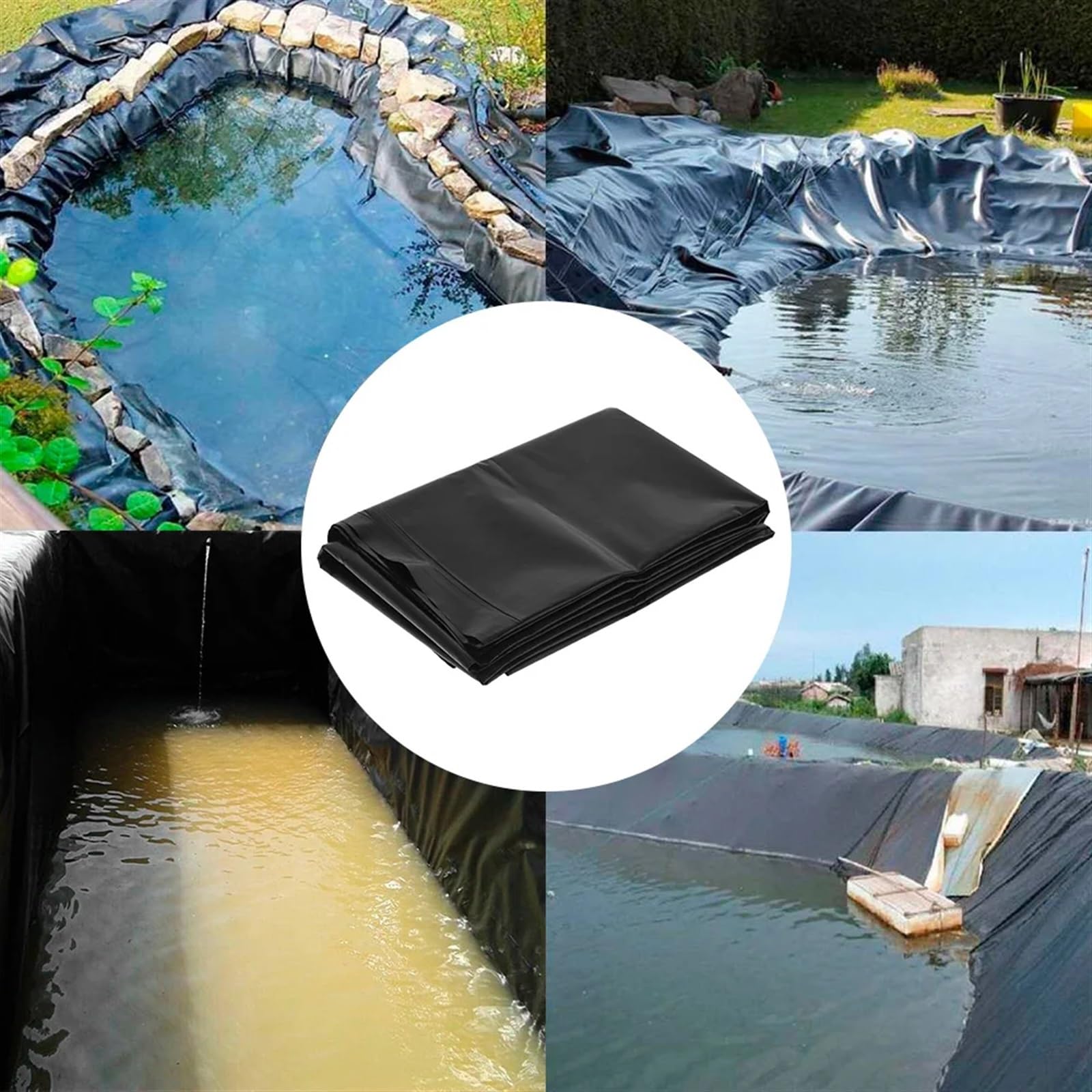 Liner para estanque de jardín Revestimiento for estanque de peces de 3x3 metros, tela impermeable for jardines, piscinas, membrana negra, fuentes de arroyos flexibles, revestimiento reforzado for pisc