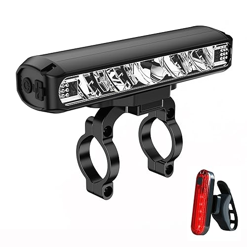 AKALATE Super Bright Bike Lights Front and Back, 2600 Lumen USB C Rechargeable Bike Light Set, Aluminum Alloy LED Bicycle Light Front & Rear Lights, 4 Modes Cycling Headlight for Night Riding