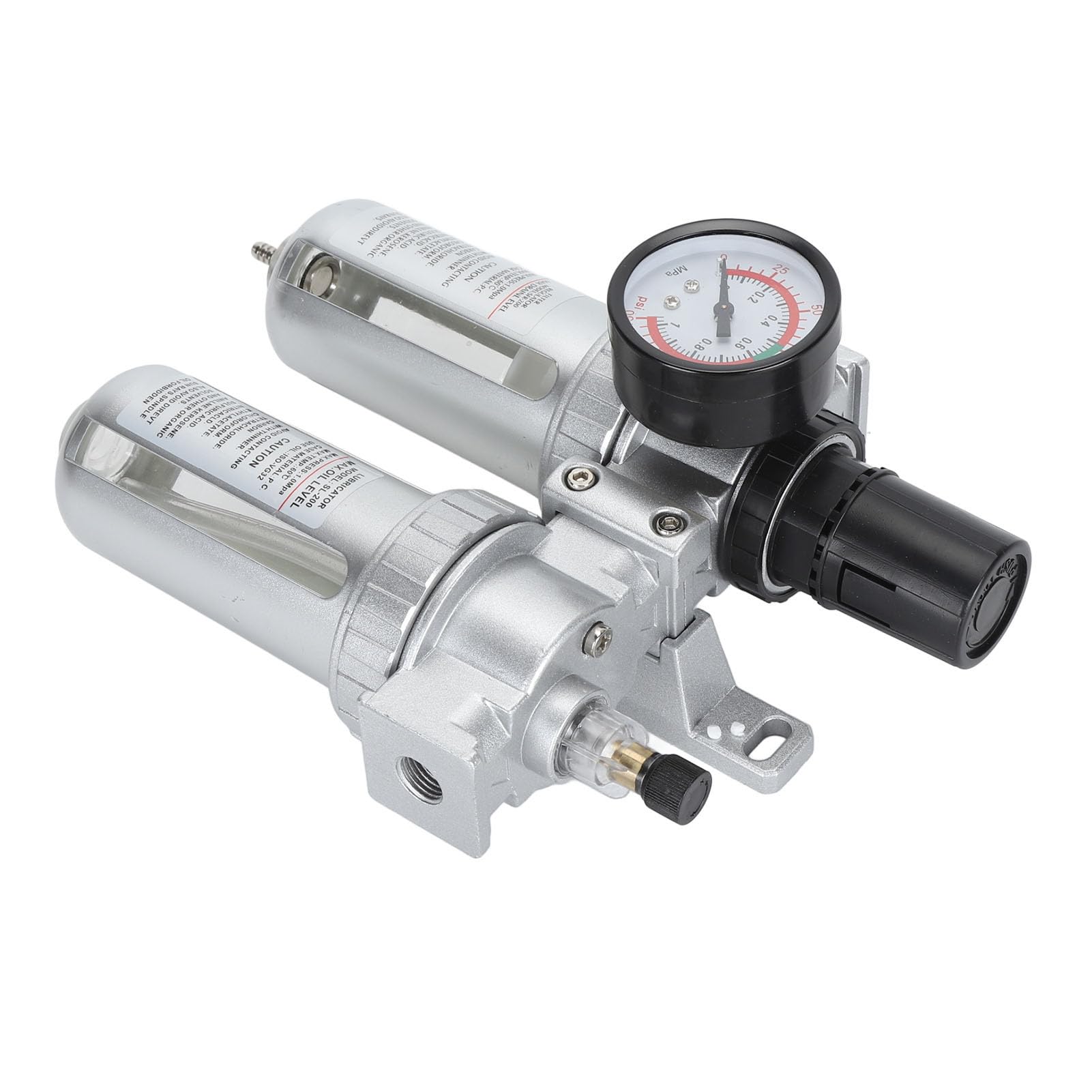 Regolatore di pressione per filtro dell’aria da 1/4 di pollice, filtro per aria compressa con quadrante e separatore olio-acqua, di essiccazione dell’aria in lega di