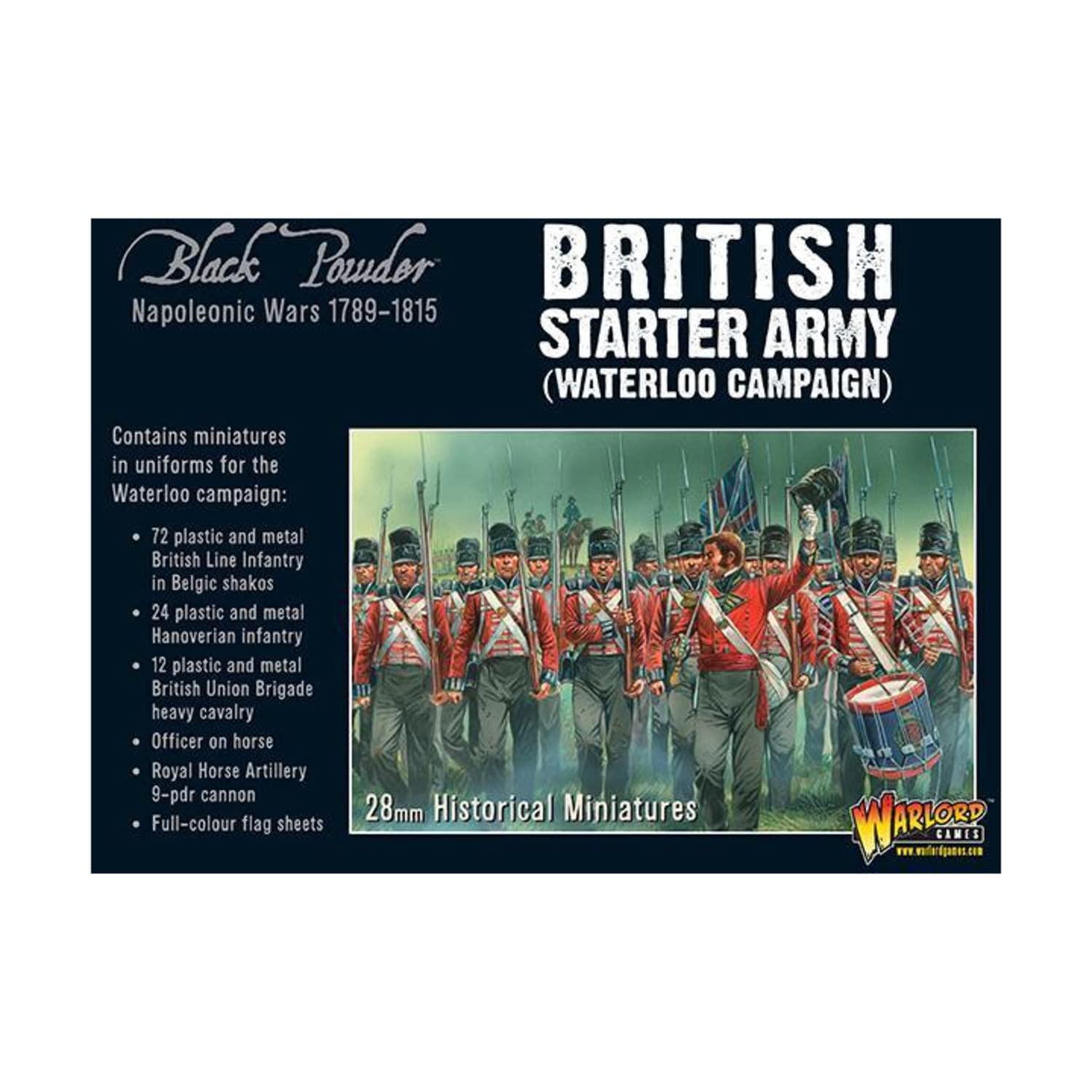 Warlord Games, Napoleonic British Starter Army (Waterloo Campaign), Black Powder Wargaming Miniatures, 22.8 cm x 22.8 cm x 9.4 cm