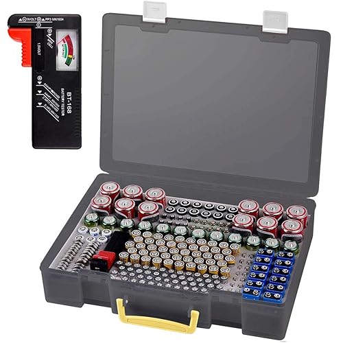 Miniatura 8 de Organizador de baterías - Caja de contenedores con comprobador BT-168. Organización de garaje con capacidad para 225 baterías AA AAA C D Cell 9V 3V