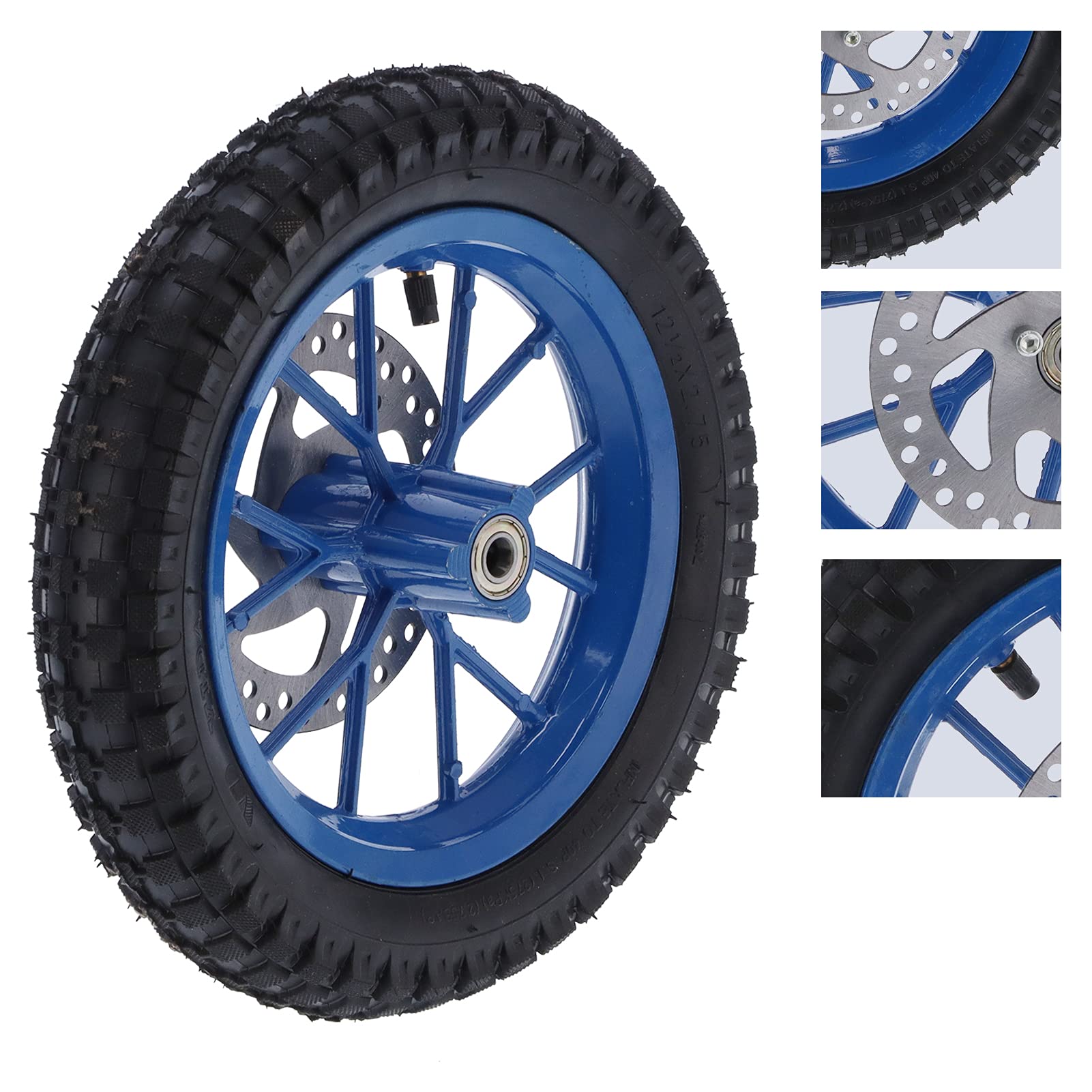 Pneumatico per Ruota Anteriore per Moto, Pneumatico per Ruota Anteriore in Gomma Bulloni per Pignone Freno a Disco 12,5x2,75 Pollici per Mini Bici Cross 2 Tempi