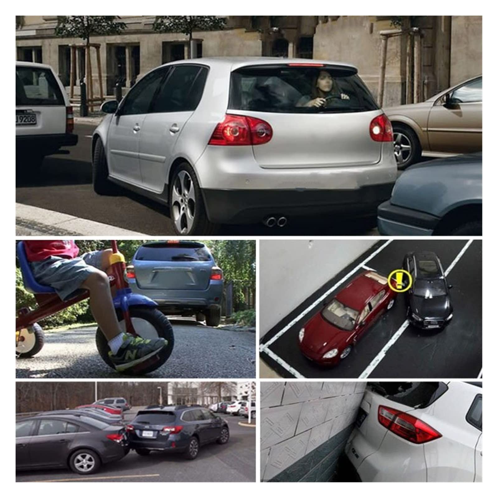 Kit Radar Secours Capteur Stationnement Voiture avec 4 Capteurs Parktron LCD Détecteur D'inversion Vocale Système D'alerte Sécurité Car Parking Sensors(Rouge)