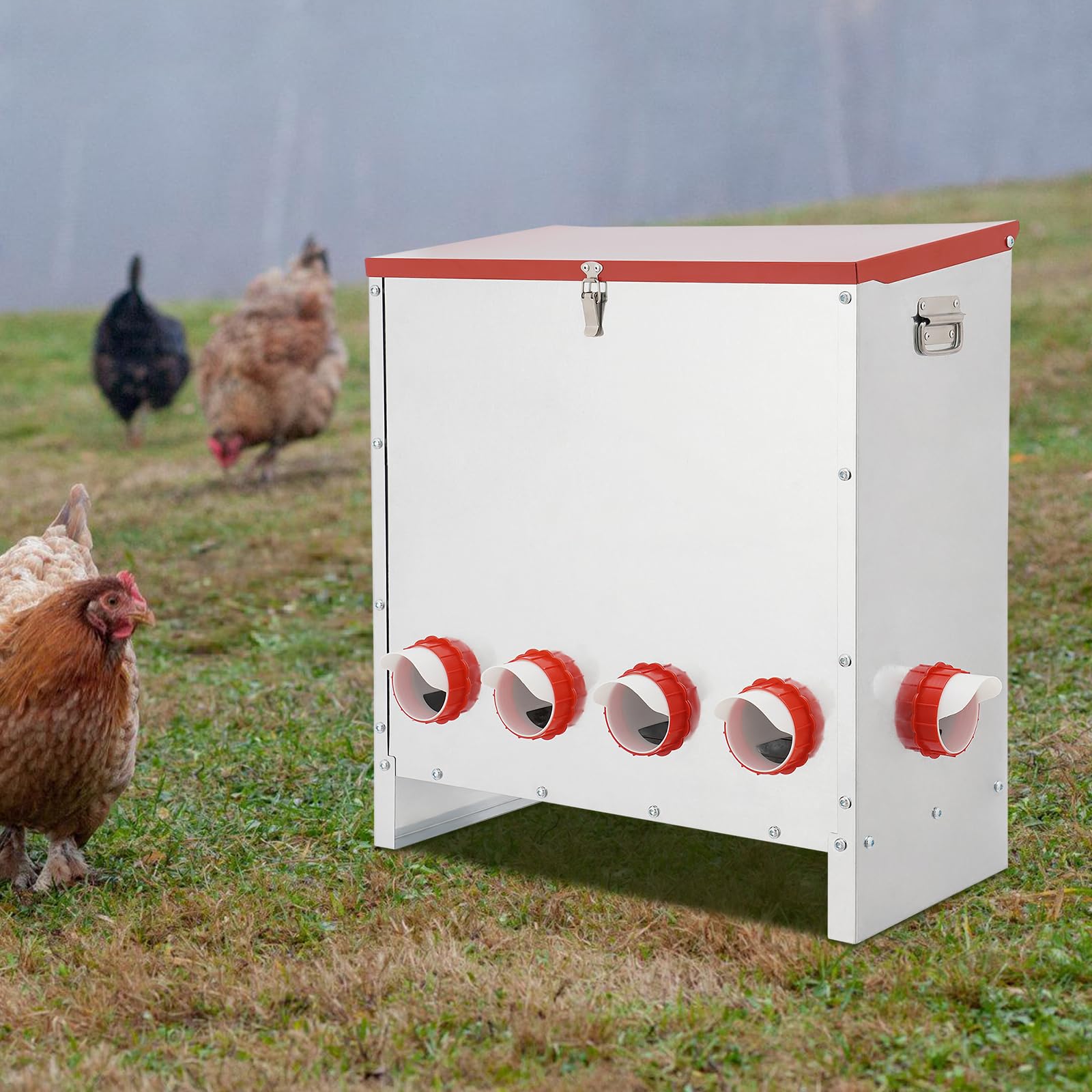Futterautomat für Hühner 30 kg mit 10 Futterstellen Nagetiergeschützt