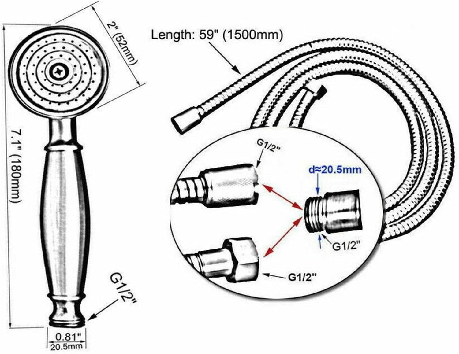 Vintage Gold Shower Head Set 150cm Stainless Steel Hose G1/2 Brass Phone Connector Luxury Bathroom Accessories Elegant Shower System for Home Decor image 2